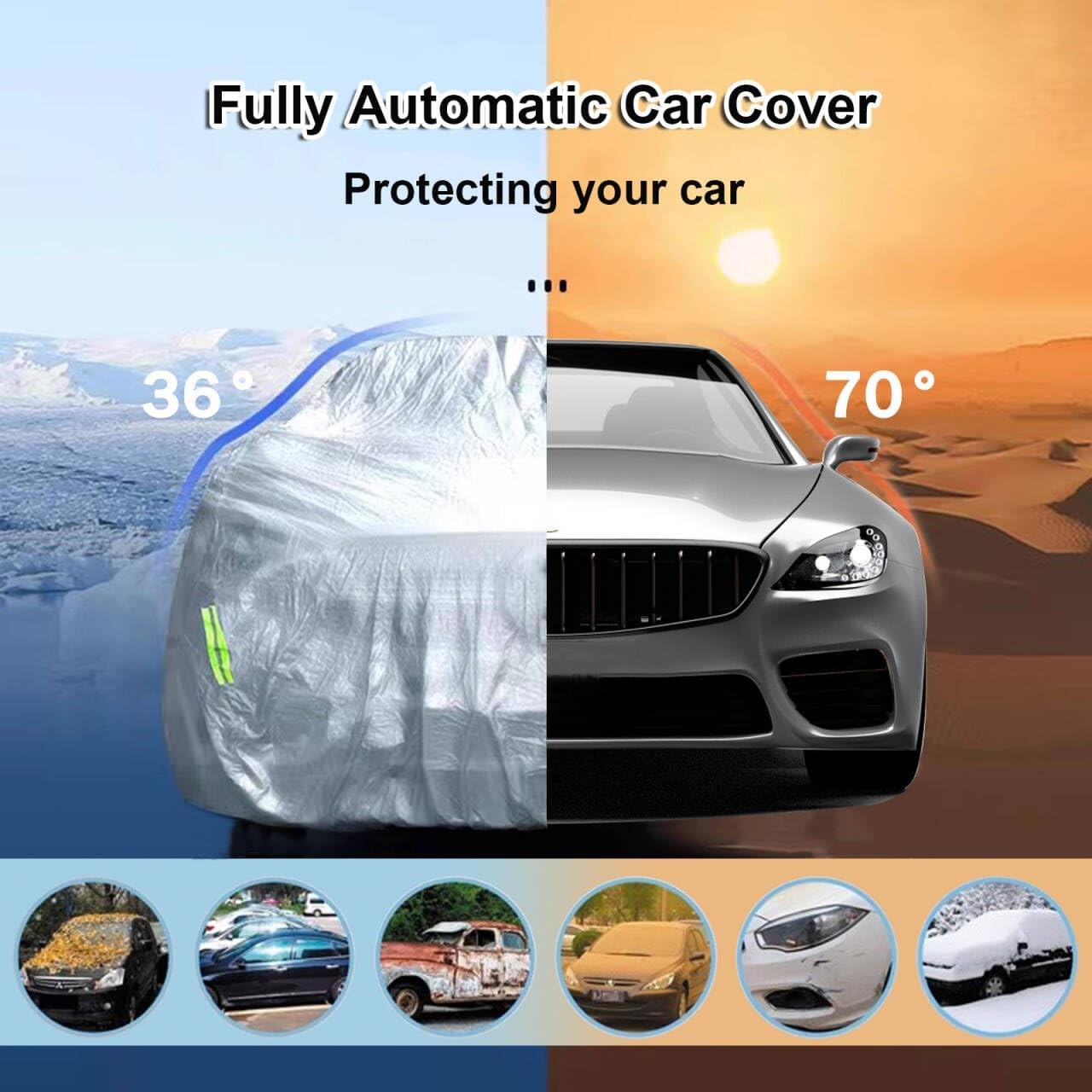 Automatic Car Cover with Remote Control for Sedan length194-204 in,width75 in Re