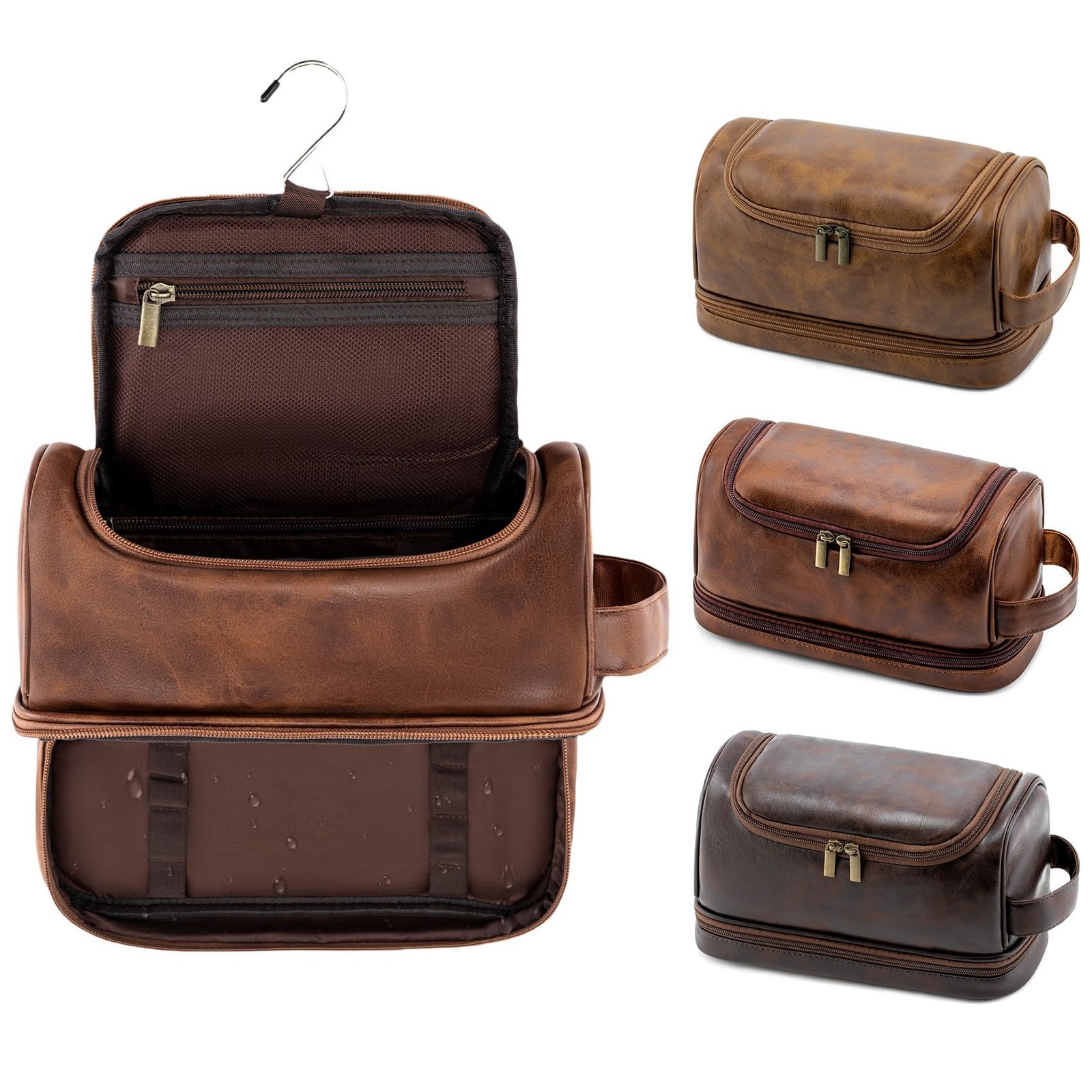 Toiletry Bag for Men Travel Essentials Shaving Dopp Kit with Hanging Hook, Wa…