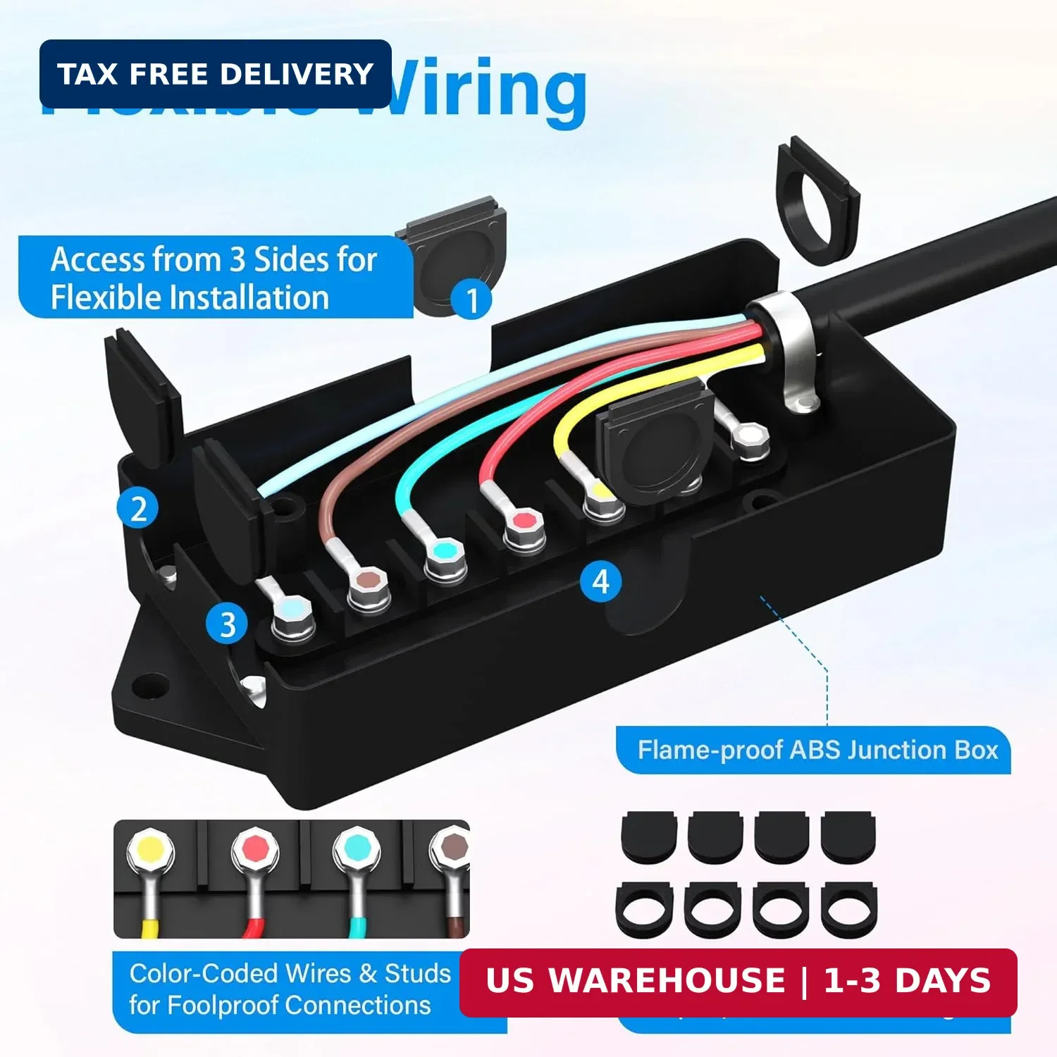 Heavy Duty 7 Way Plug Inline Trailer Cord 12 Ft 7 Gang Waterproof Wiring