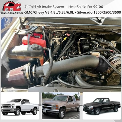 4″ Cold Air Intake System with Heat Shield for 1999-2006 Chevy/GMC V8 4.8L 5.3L