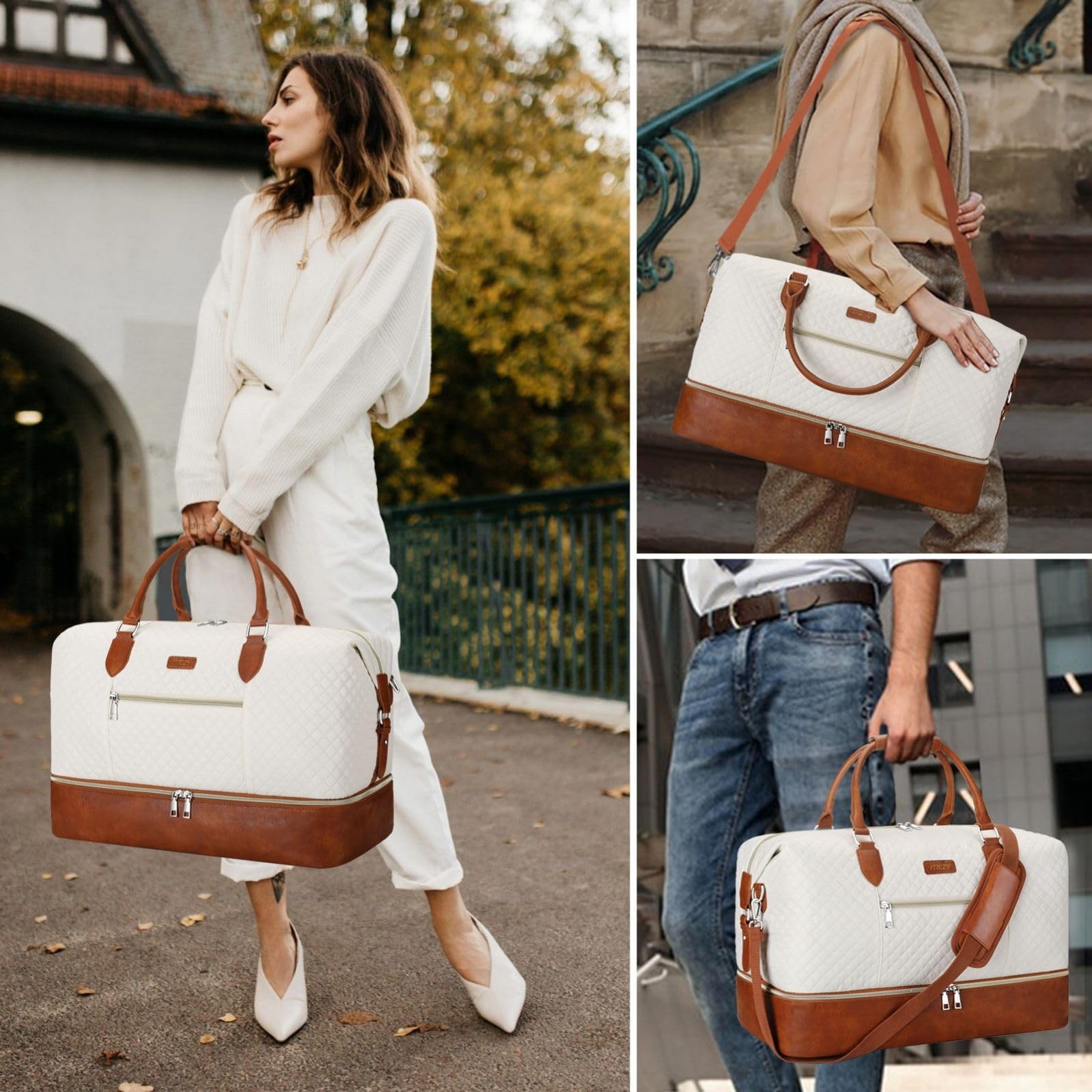 Weekender Bag for Women, Travel Duffel Bag Carry On Overnight Bag with Shoe C…