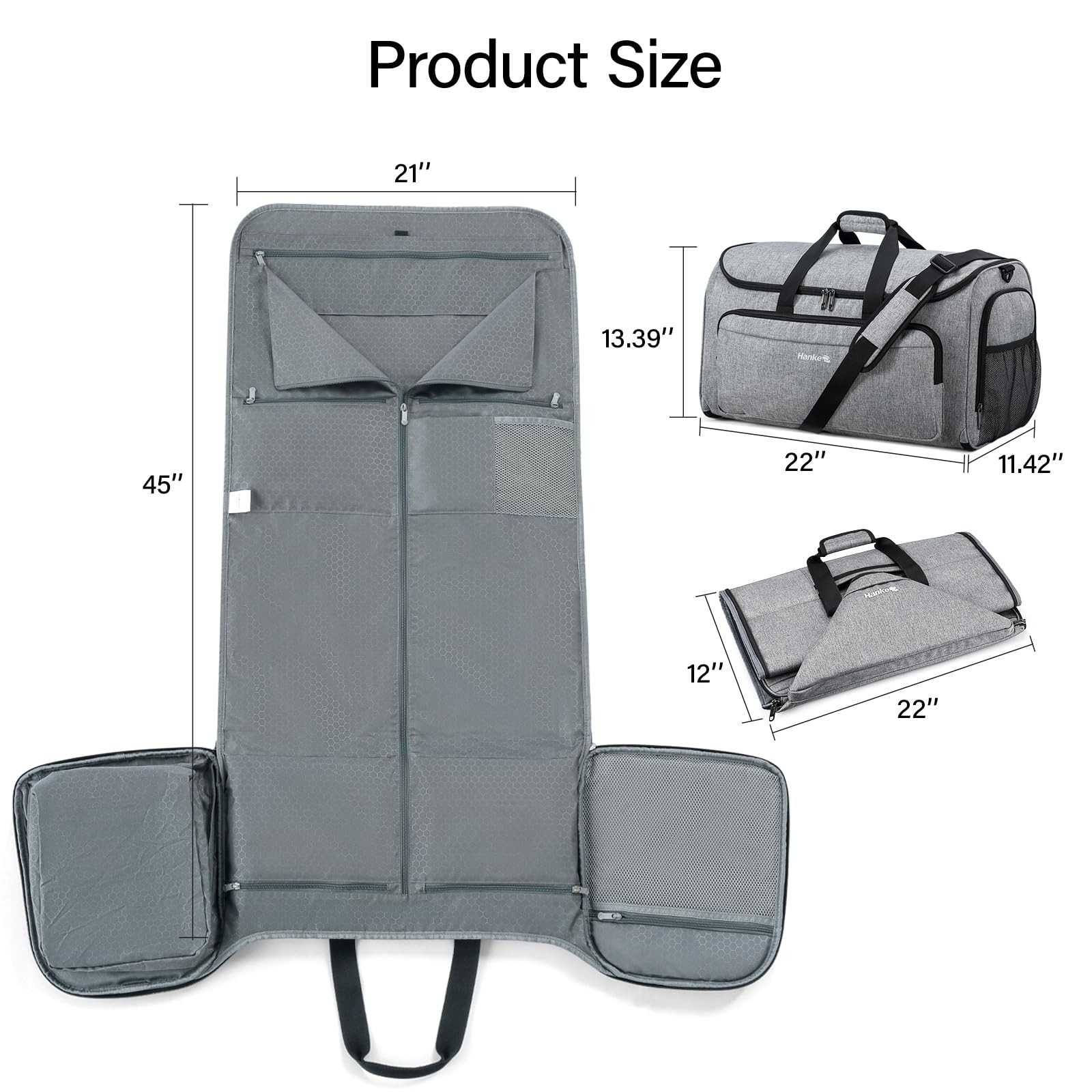 Hanke Carry on Garment Bags for Travel,Convertible Duffle Bag Luggage Bag Wee…