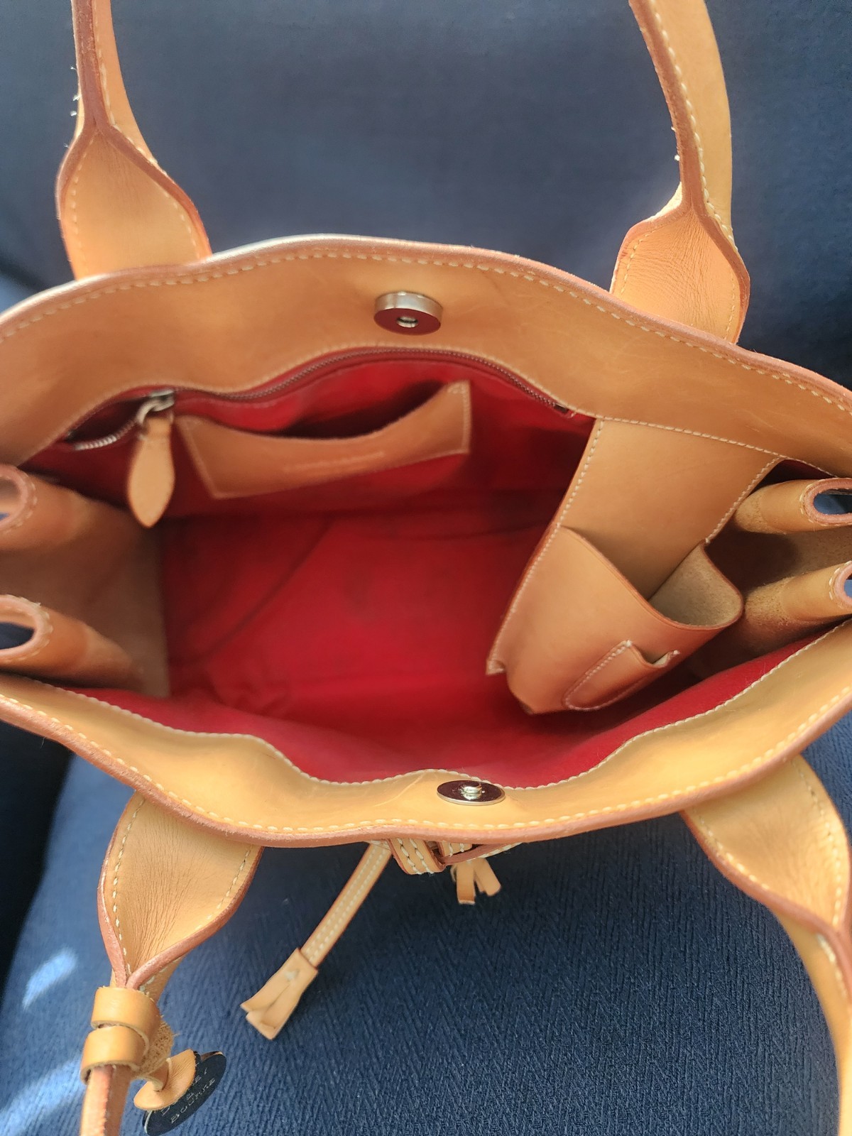 Dooney & Bourke Tan Satchel Top Handle Bag Double Handles Alto Italy