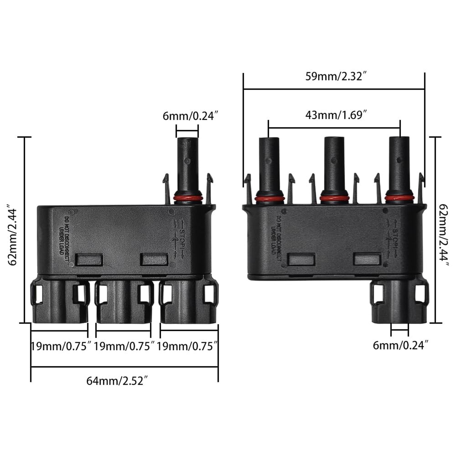 Solar Branch Connector 50A,DC1500V IP68 Waterproof 3 to 1 Y Connectors for Pa…