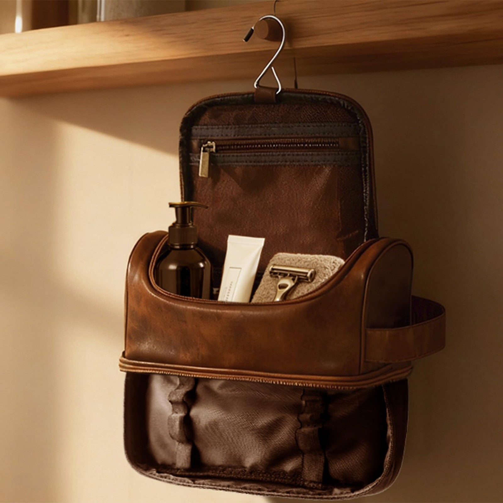 Toiletry Bag for Men Travel Essentials Shaving Dopp Kit with Hanging Hook, Wa…