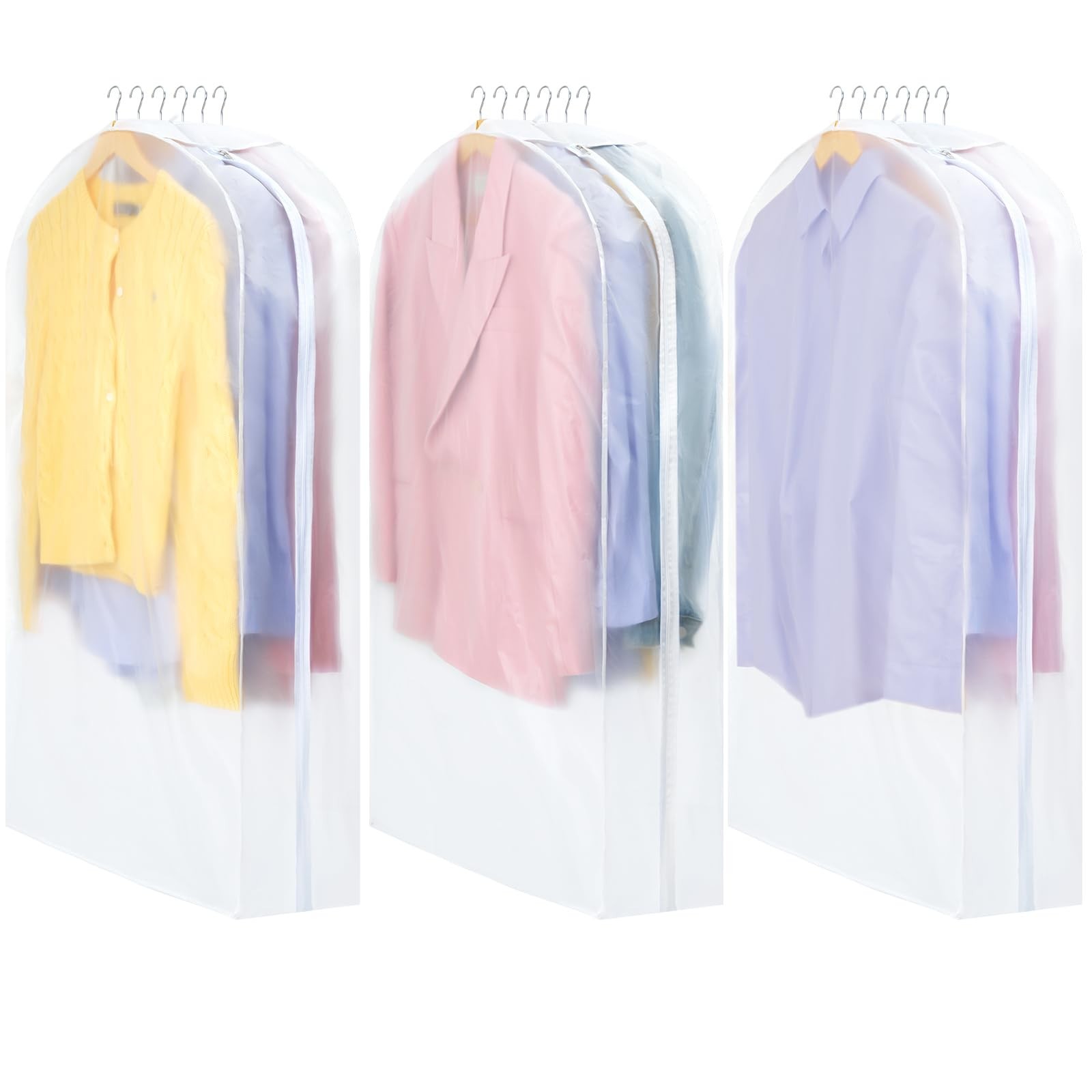 Carbrea 10″ Gusseted Garment Bags for Hanging Clothes – 3 Packs Translucent S…
