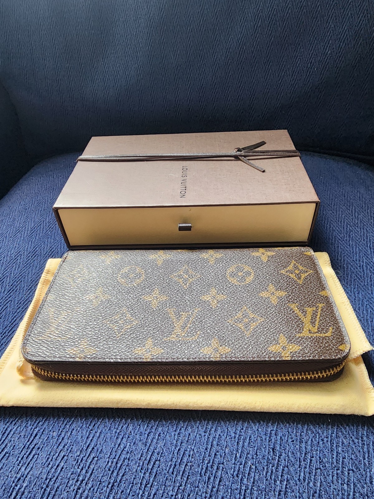 Louis Vuitton Brown Monogram Zip-Around Women’s Wallet with Box & Dust Bag