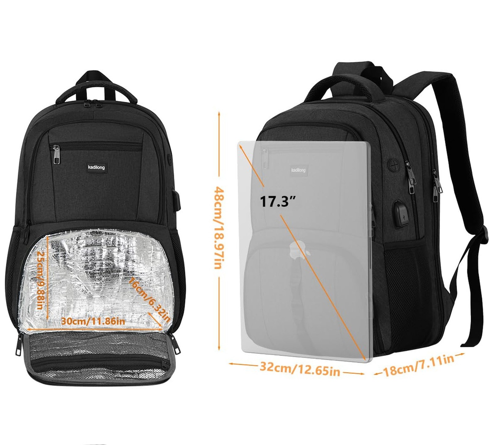 17.3 Inch Laptop Backpack Insulated Backpacks with Cooler Compartment,TSA Lar…