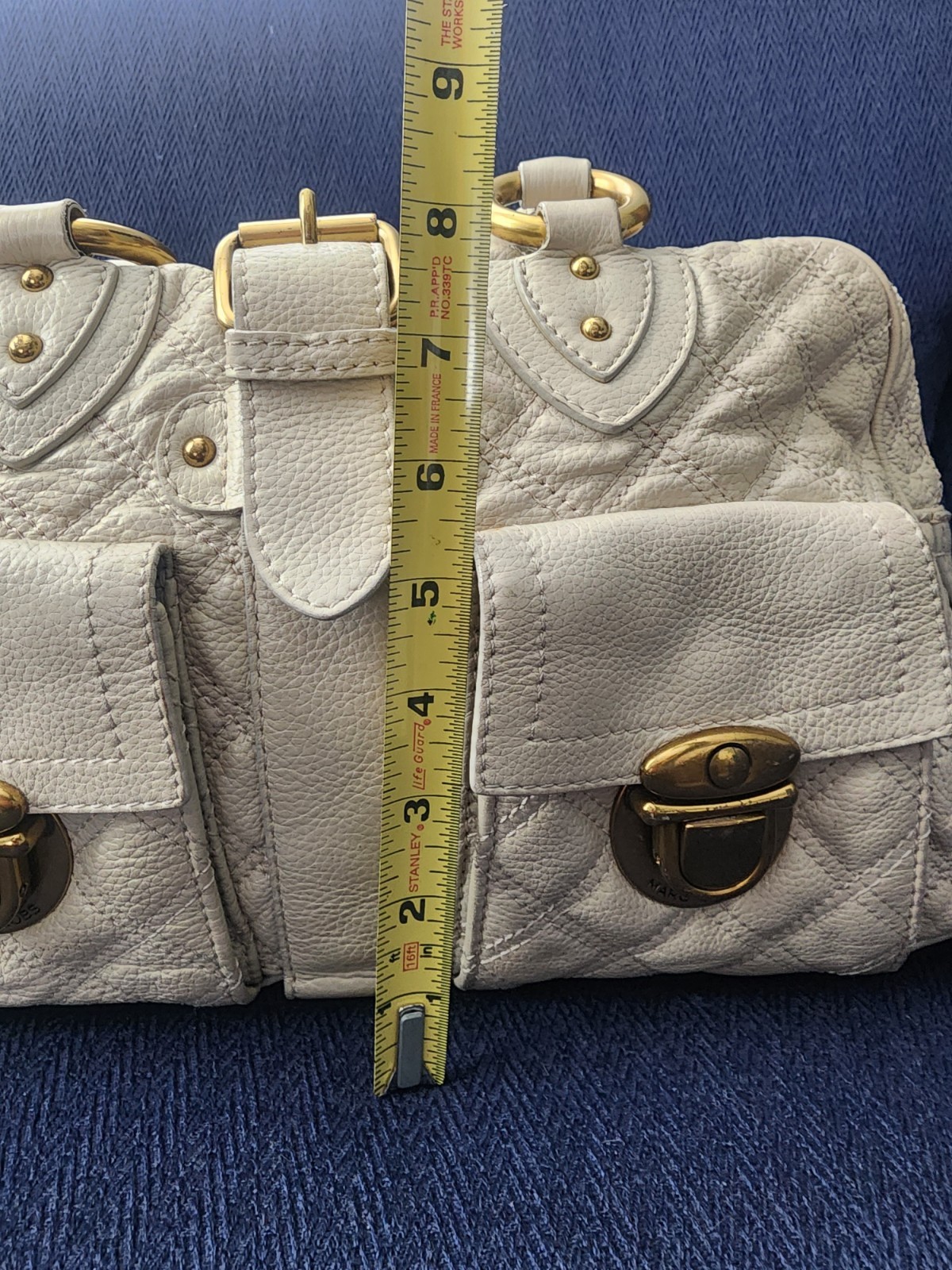 MARC JACOBS Quilted Pebbled Leather Suede Lining HANDBAG-PURSE- Free wallet