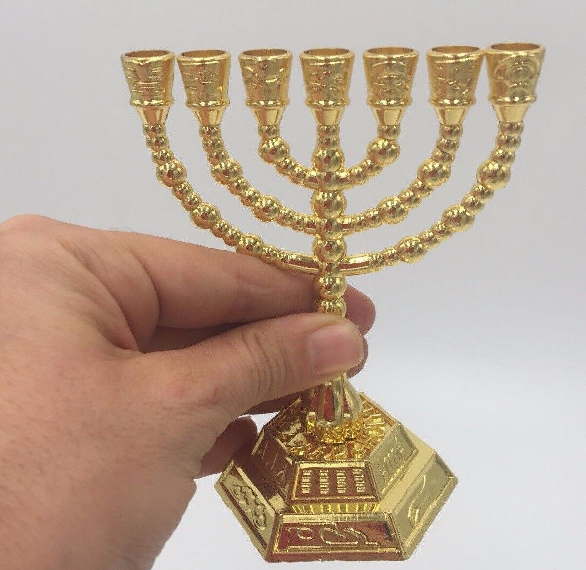 Menorah Brass Jerusalem Old Temple Menorah 7 Brances Jewish Israel Judaica New