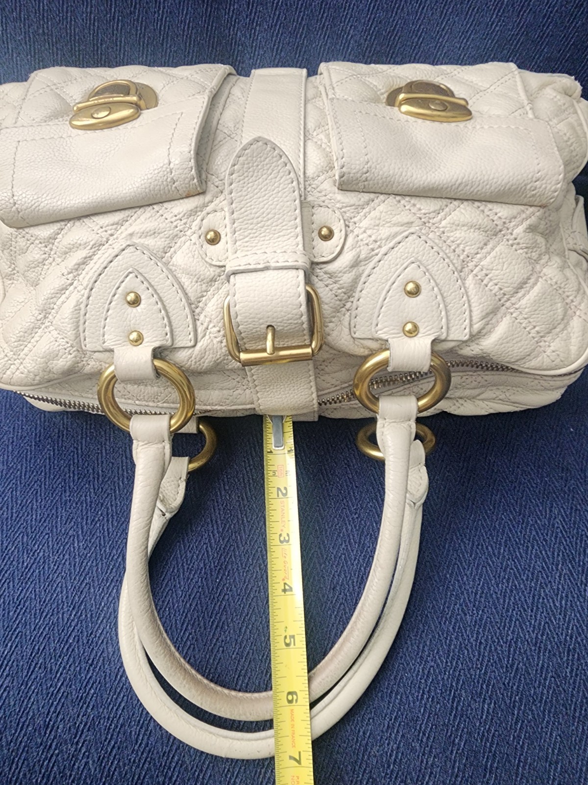MARC JACOBS Quilted Pebbled Leather Suede Lining HANDBAG-PURSE- Free wallet