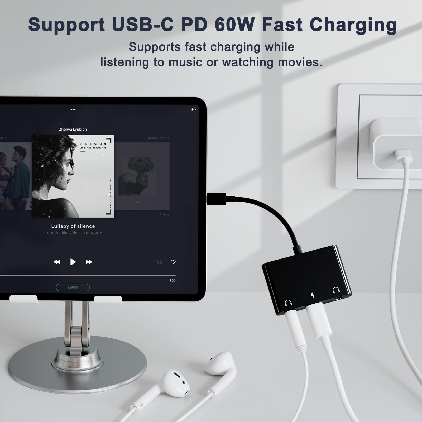 UWECAN USB C Headphone Adapter,3 in 1 USBC to 3.5mm Dual Headphone Jack Adapt…