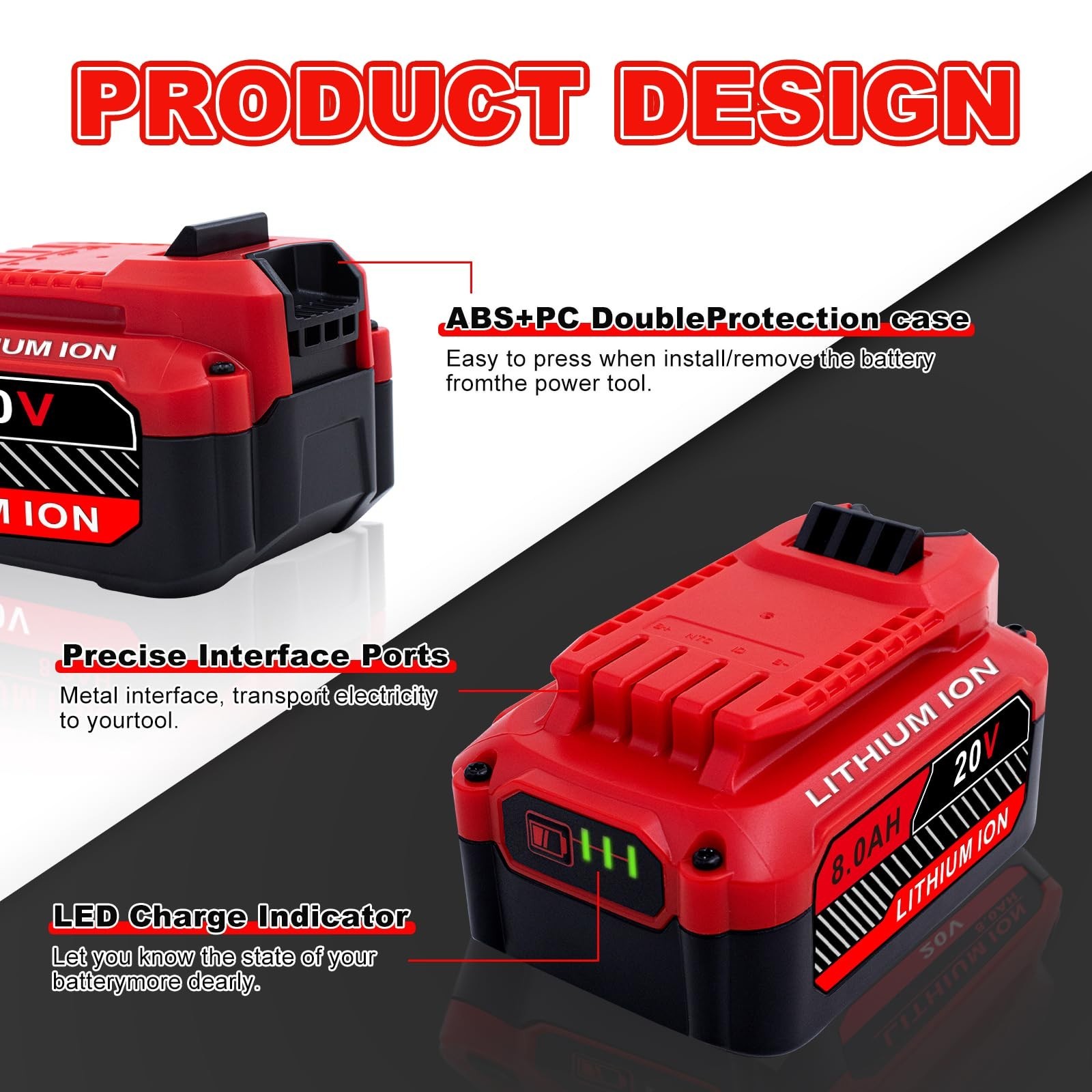 Upgrade 2-Pack 20V 8.0Ah Replacement for Craftsman 20V Battery V20 Lithium io…