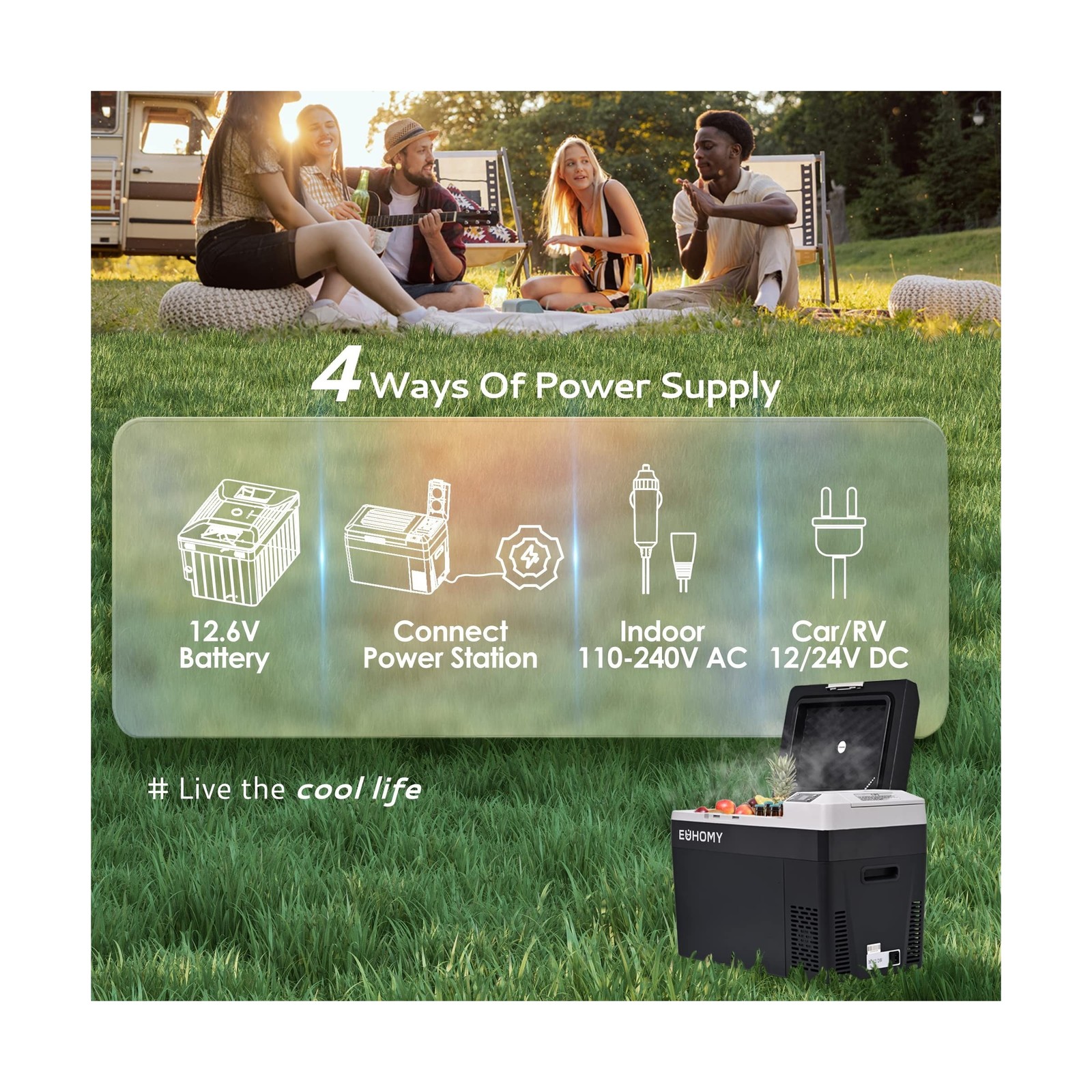 EUHOMY 12 Volt Refrigerator, 32QT(30L) Electric Cooler, Car Fridge APP Contro…