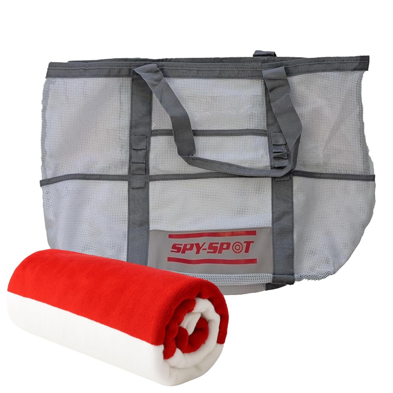 SPY SPOT Mesh Beach Tote Bag with 60×30 Towel Bundle, Large Quick-Dry Carryal…