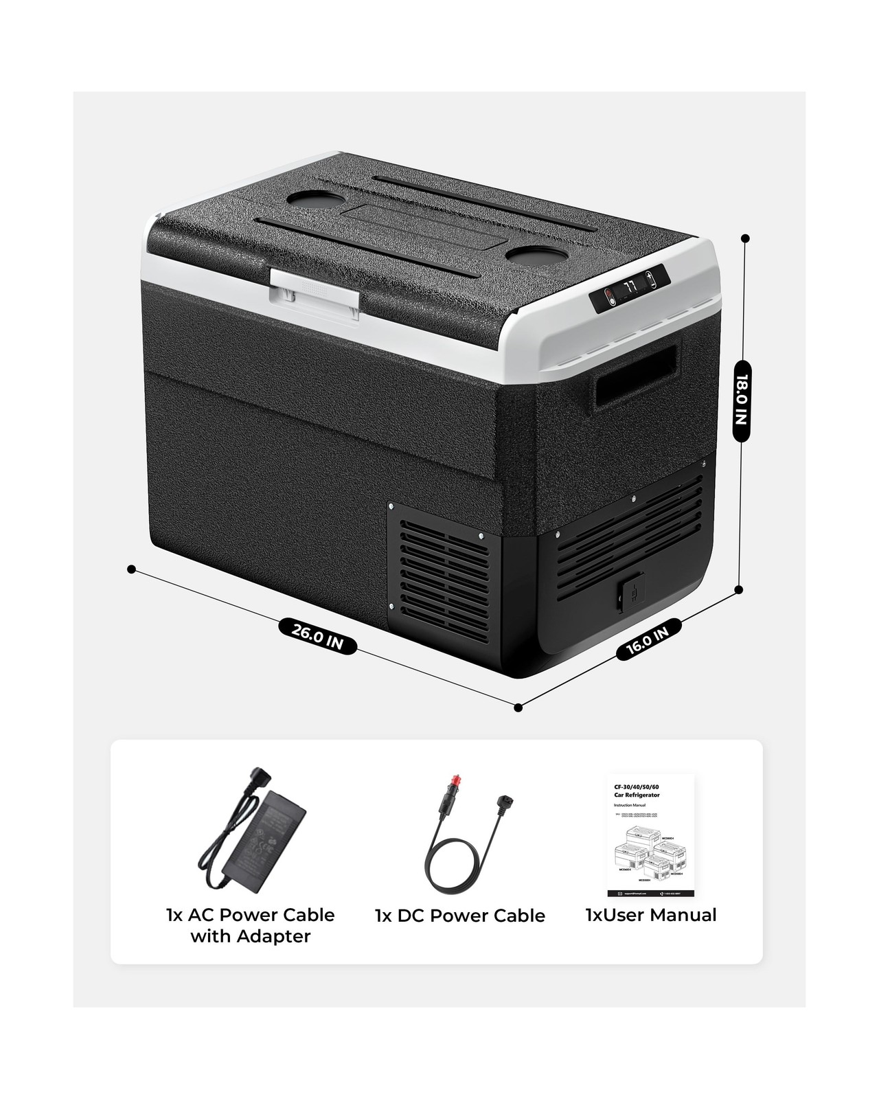 EKOJUCE 12 Volt Refrigerator, 53 Quart Electric Cooler, Car Fridge 12V/24V DC…