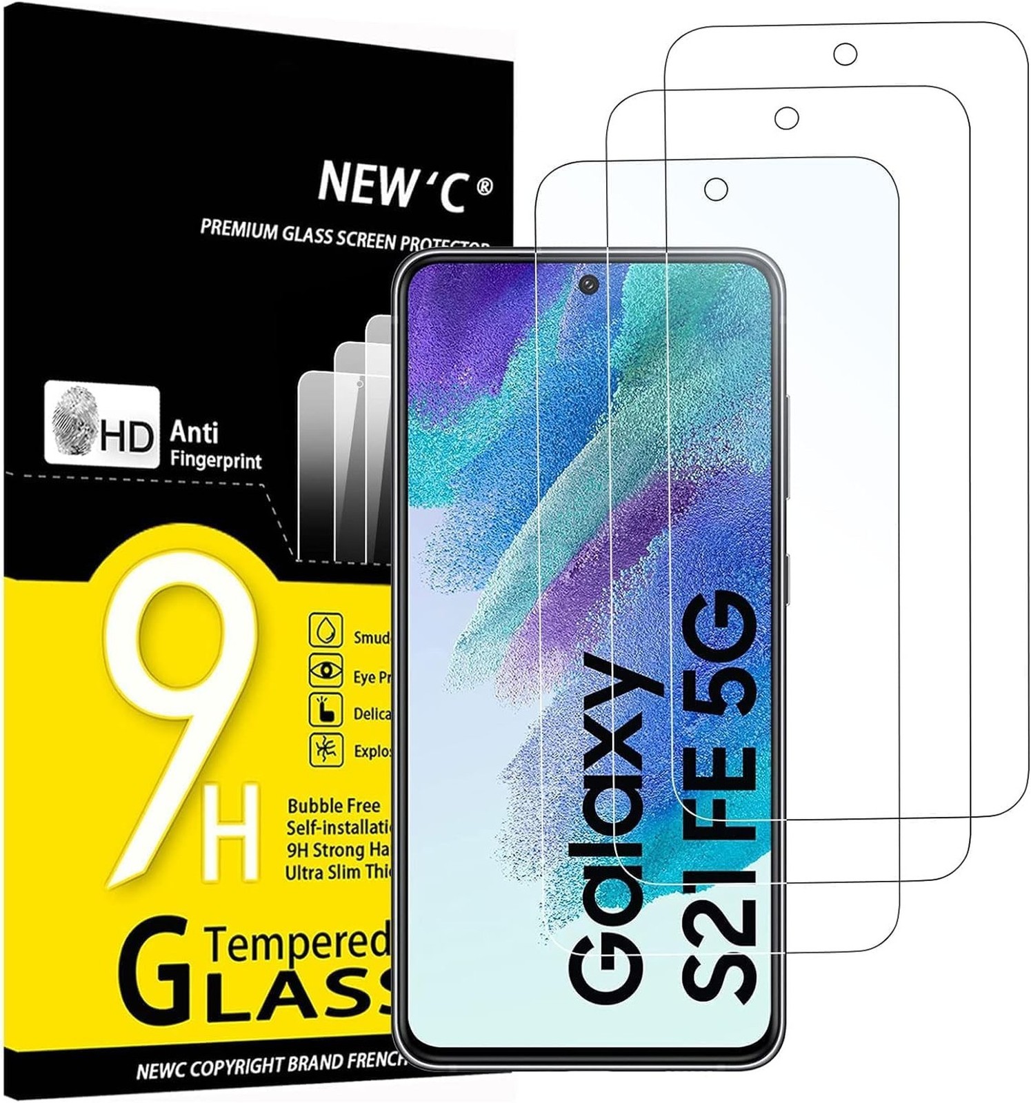 NEW’C 3 Pack Designed for Samsung Galaxy S21 FE 5G Screen Protector Tempered …