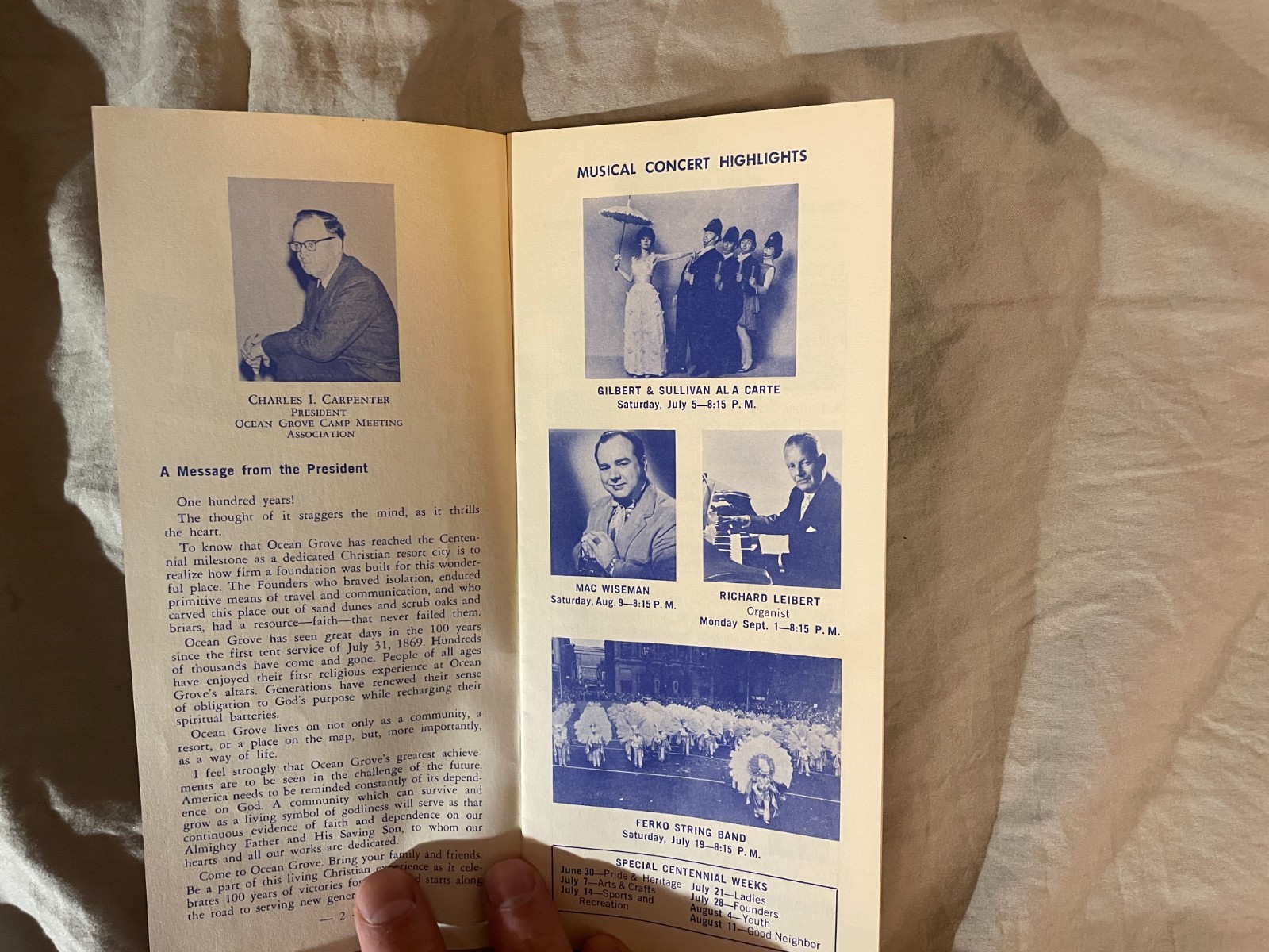 Ocean Grove NJ 1969 Program of Events Brochure New Jersey Shore Vintage