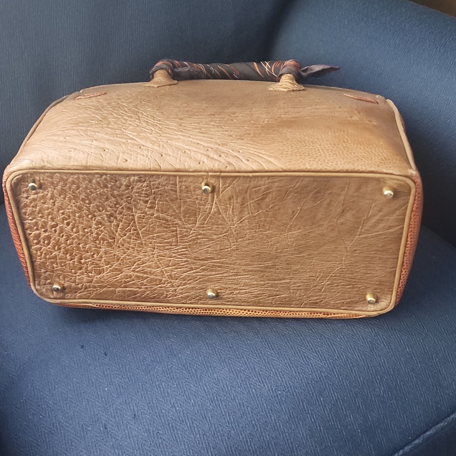 Rupert A. Weinberger Brown Top Handle Bag Gold Hardware Exotic