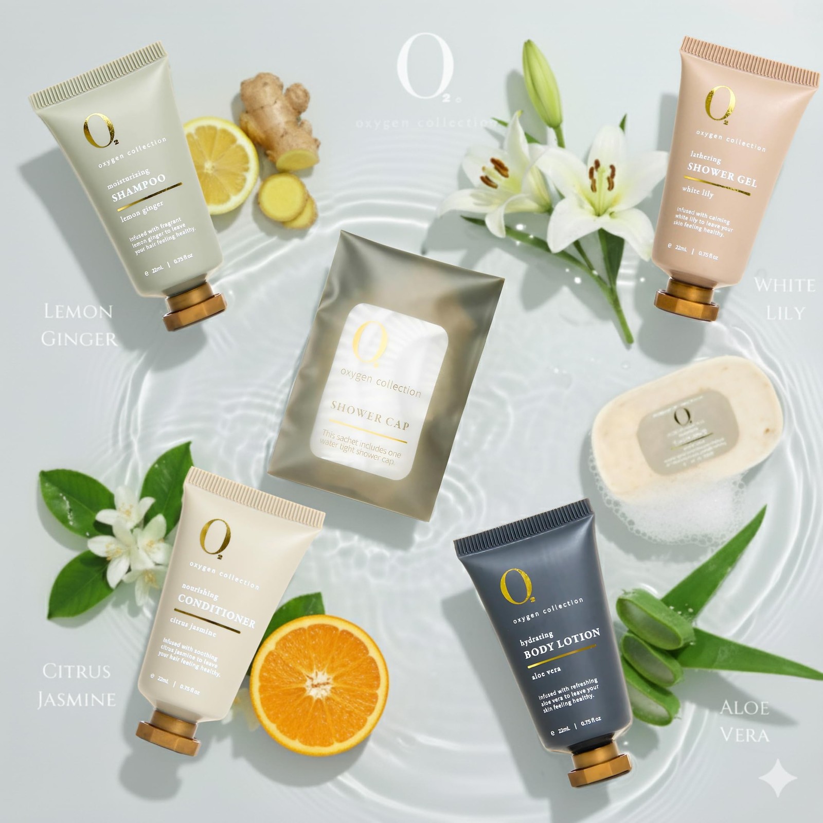 O2 Oxygen 300Pcs/22ml Travel Size Mini Shampoo and Conditioner Sets Body Wash…