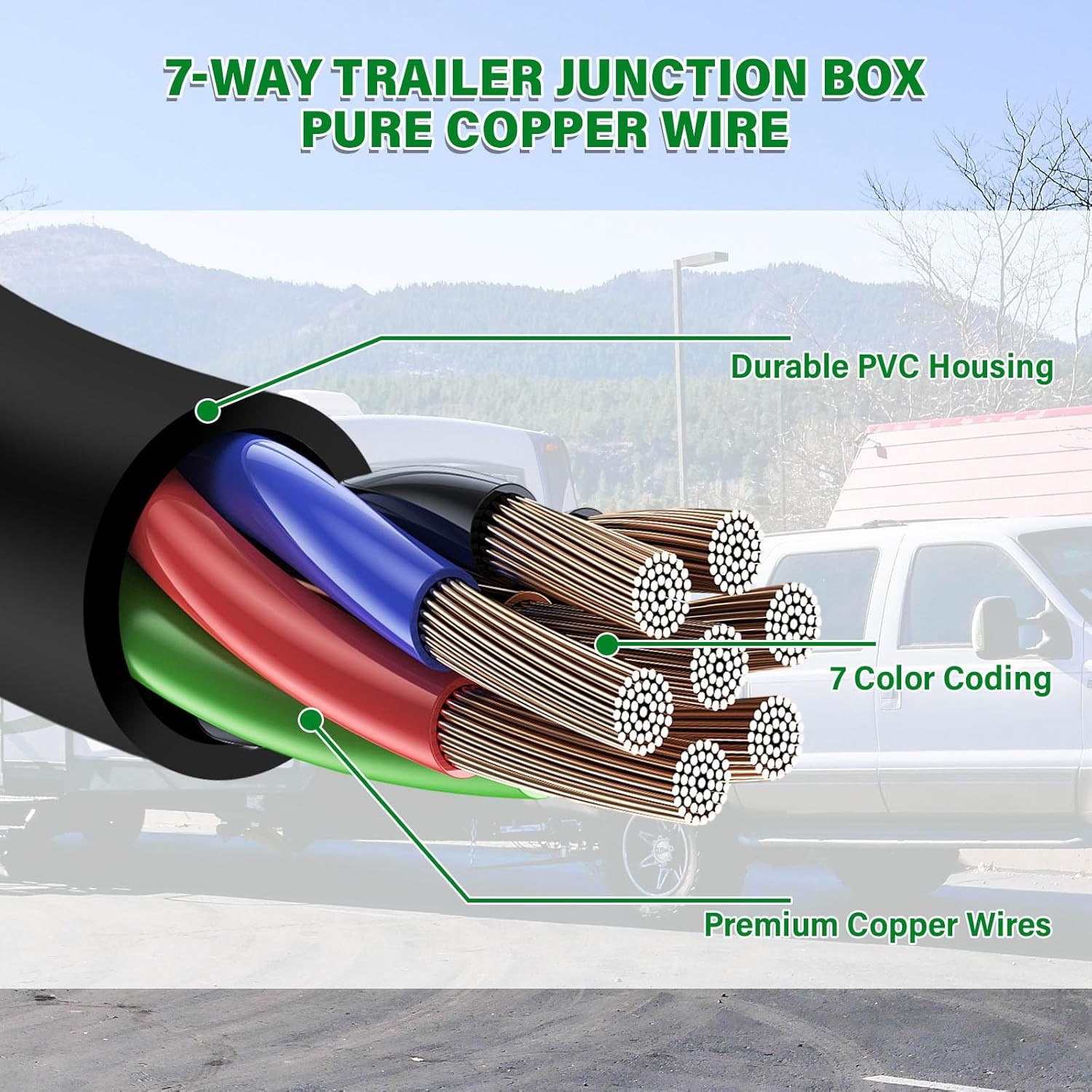 6 FT 7 Pin Trailer Wiring Harness with 7 Gang 7 Pin Trailer Junction Box Pure Co