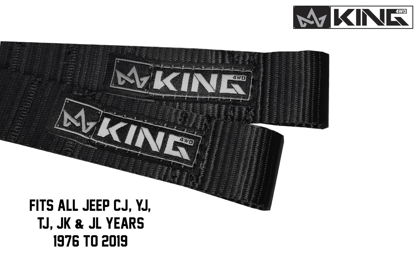 16010001 King 4WD Heavy Duty Adjustable Door Straps Solid In Pairs for CJ, YJ &
