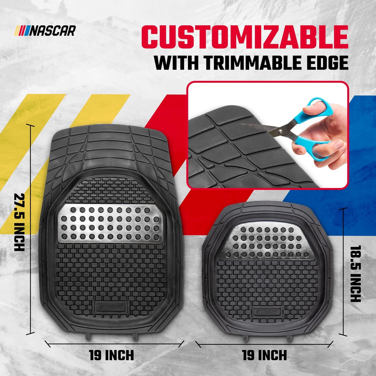 NASCAR Elite Car Floor Mats – 4-Piece Set | Heavy Duty All-Weather Rubber