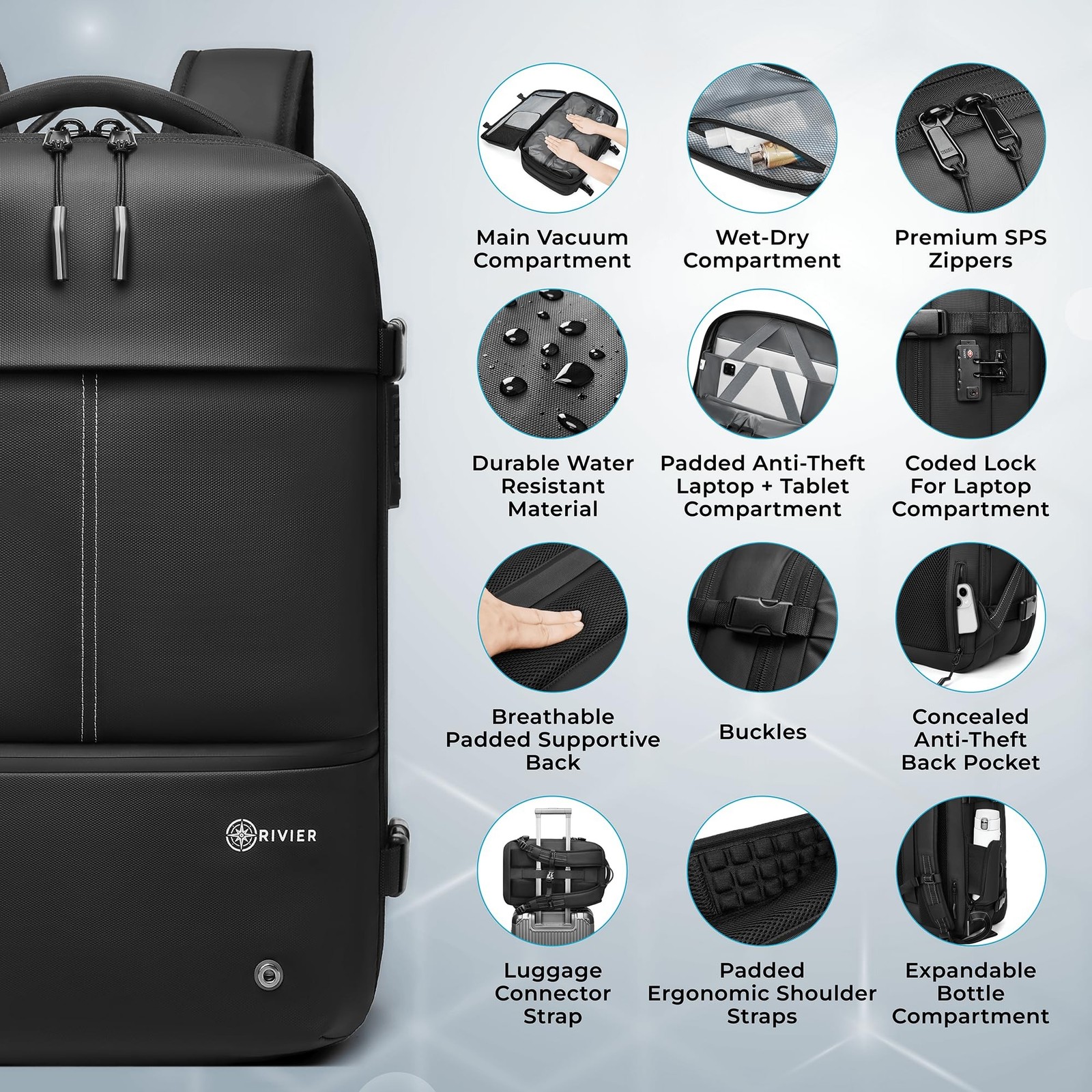 Laptop Travel Backpack Expandable With Vacuum Compression And Pump, Personal …