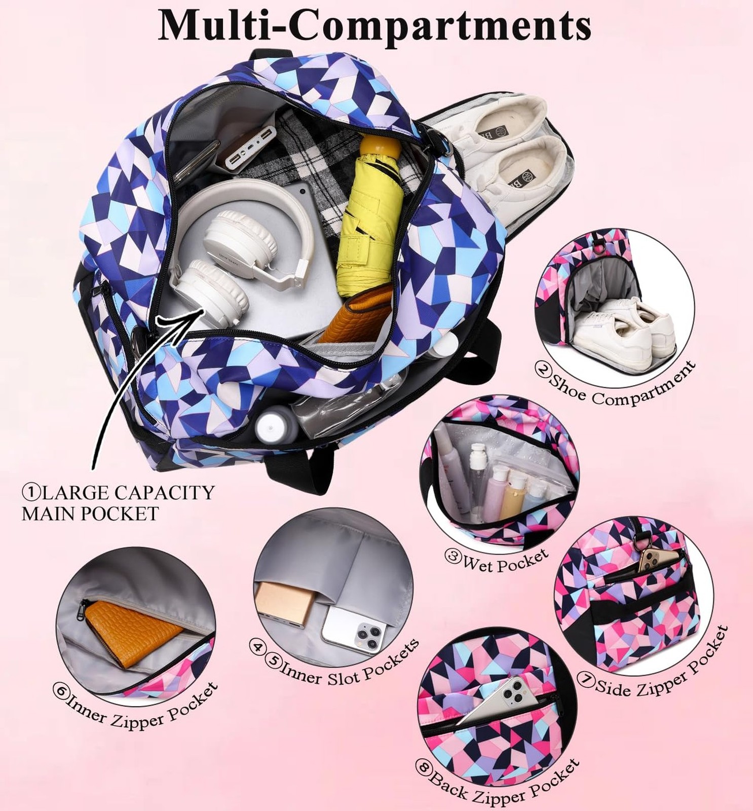 DSIUE Kids Duffle Bag Girls Sports Gym Bag, Small Weekender Overnight Bags Ca…