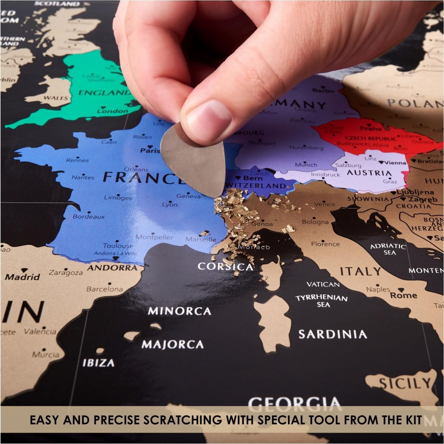 2 in 1 Gift Set – Scratch Off World Map and Europe Scratch off Map – Easy to …