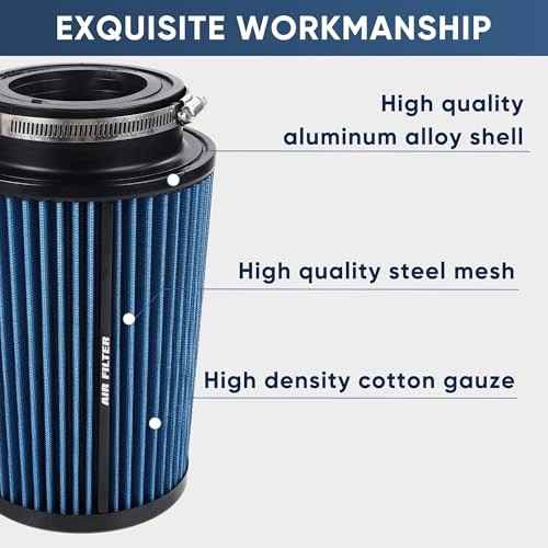 3 3.5 4 Inch Cold Air Intake Filter 76mm 89mm 101mm High Performance Blue