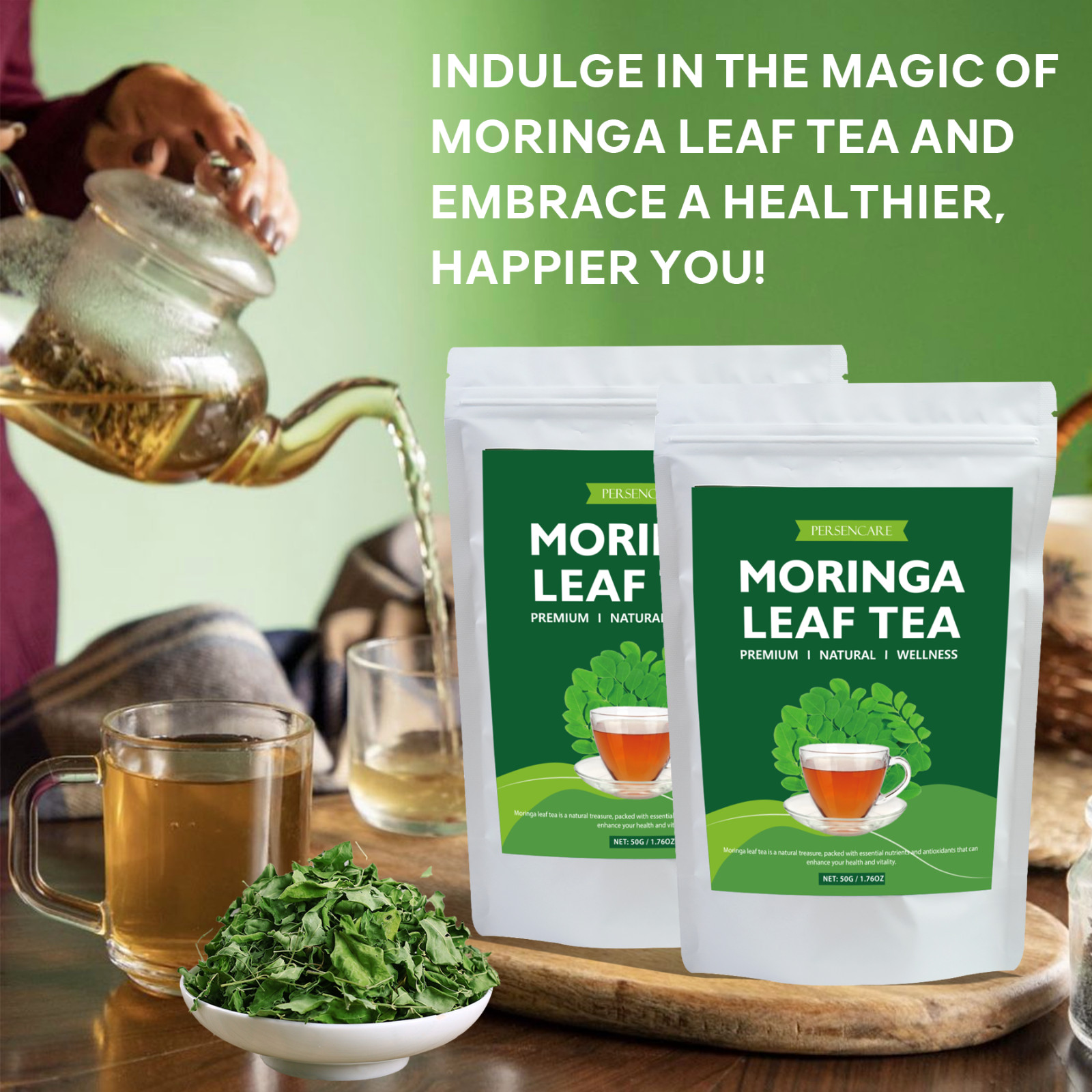100g Natural Dried Moringa Leaf Tea Boost Inmminity Organic Pure Oleifera Leaves