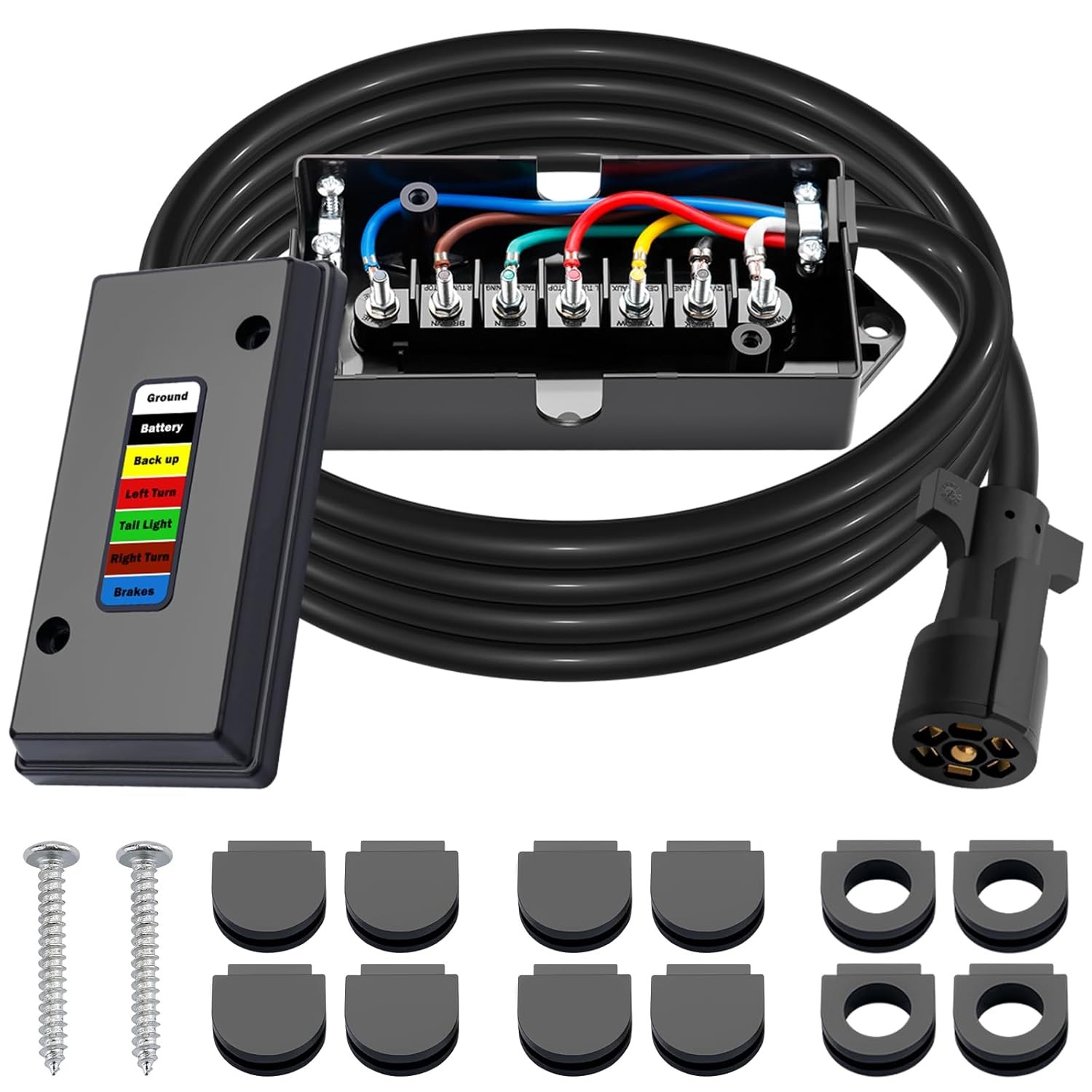 7 Way Trailer Wiring Harness Kit 8 FT Trailer Cord 7 Pin Trailer Wiring