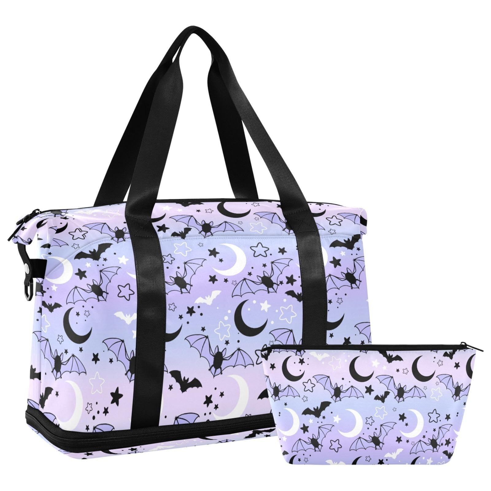 Travel Duffel Tote Bag Bat Starry Sky Sports Duffel Bag with Wet Pocket Weeke…