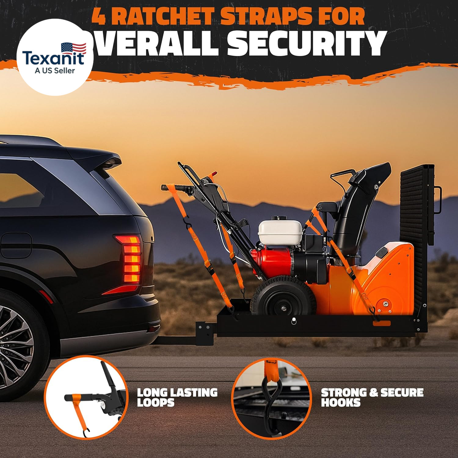 40″X40″X4″ Square Trailer Hitch Cargo Carrier with Ramp | 500Lbs Cap Steel Scoot