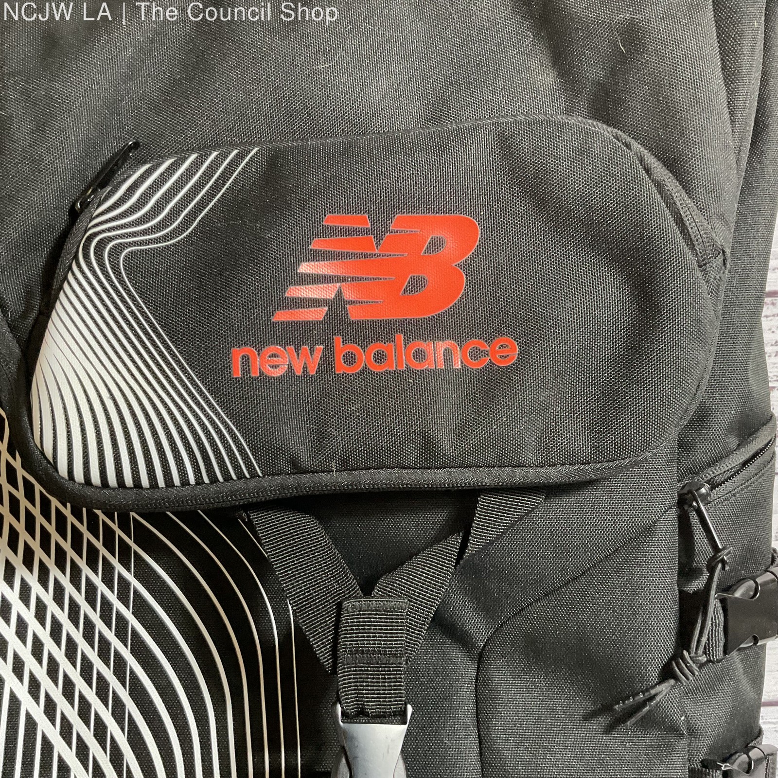 NEW BALANCE Black with Neon Orange Accent Flap Backpack- GREAT CONDITION