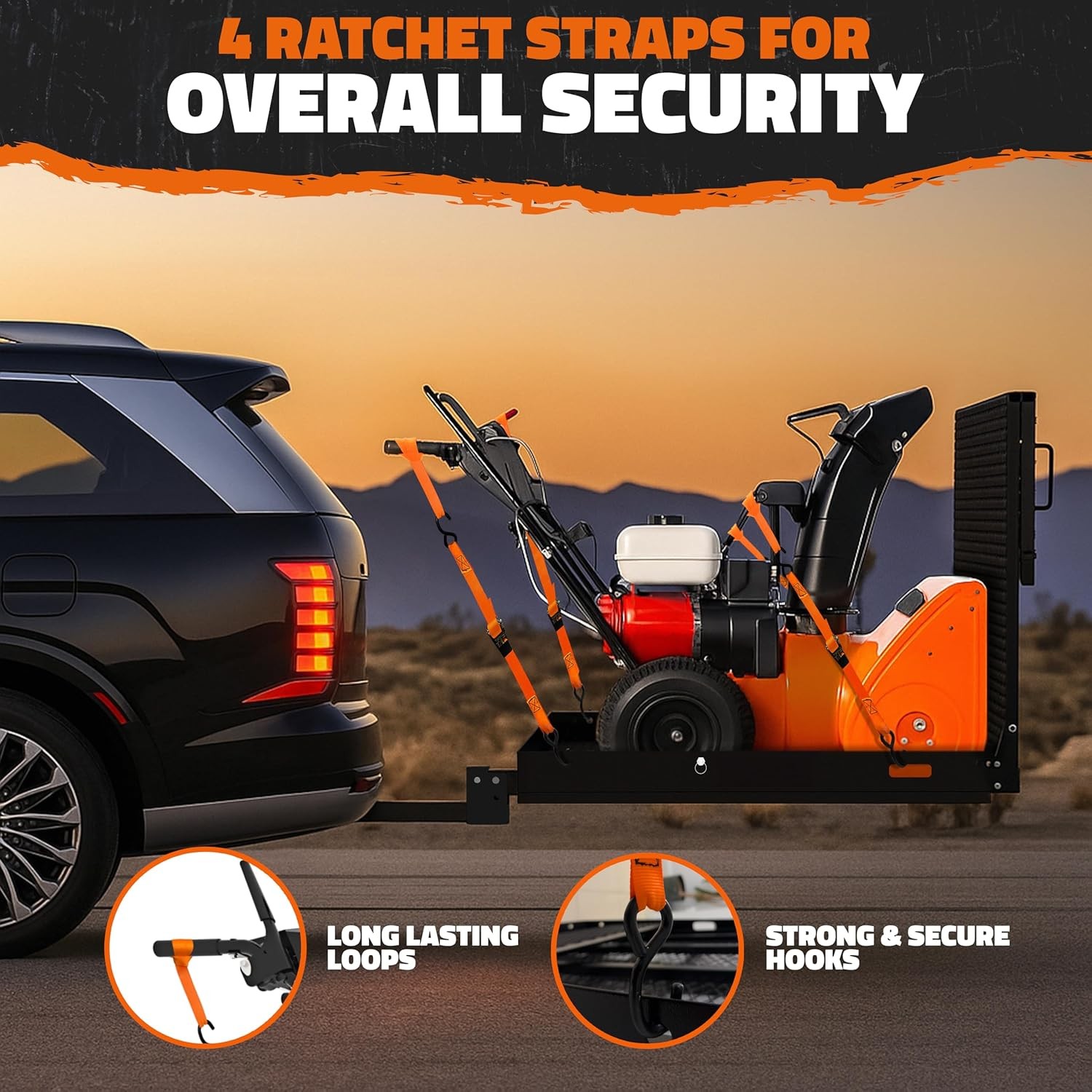 Mockins 40″x40″x4″ Square Trailer Hitch Cargo Carrier with Ramp | 500lbs Cap Ste