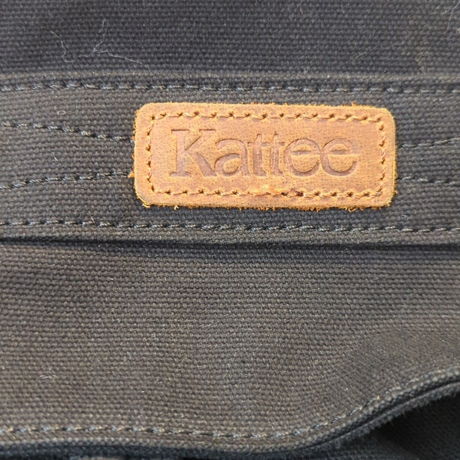 Kattee Black Leather Canvas Backpack Travel Bag