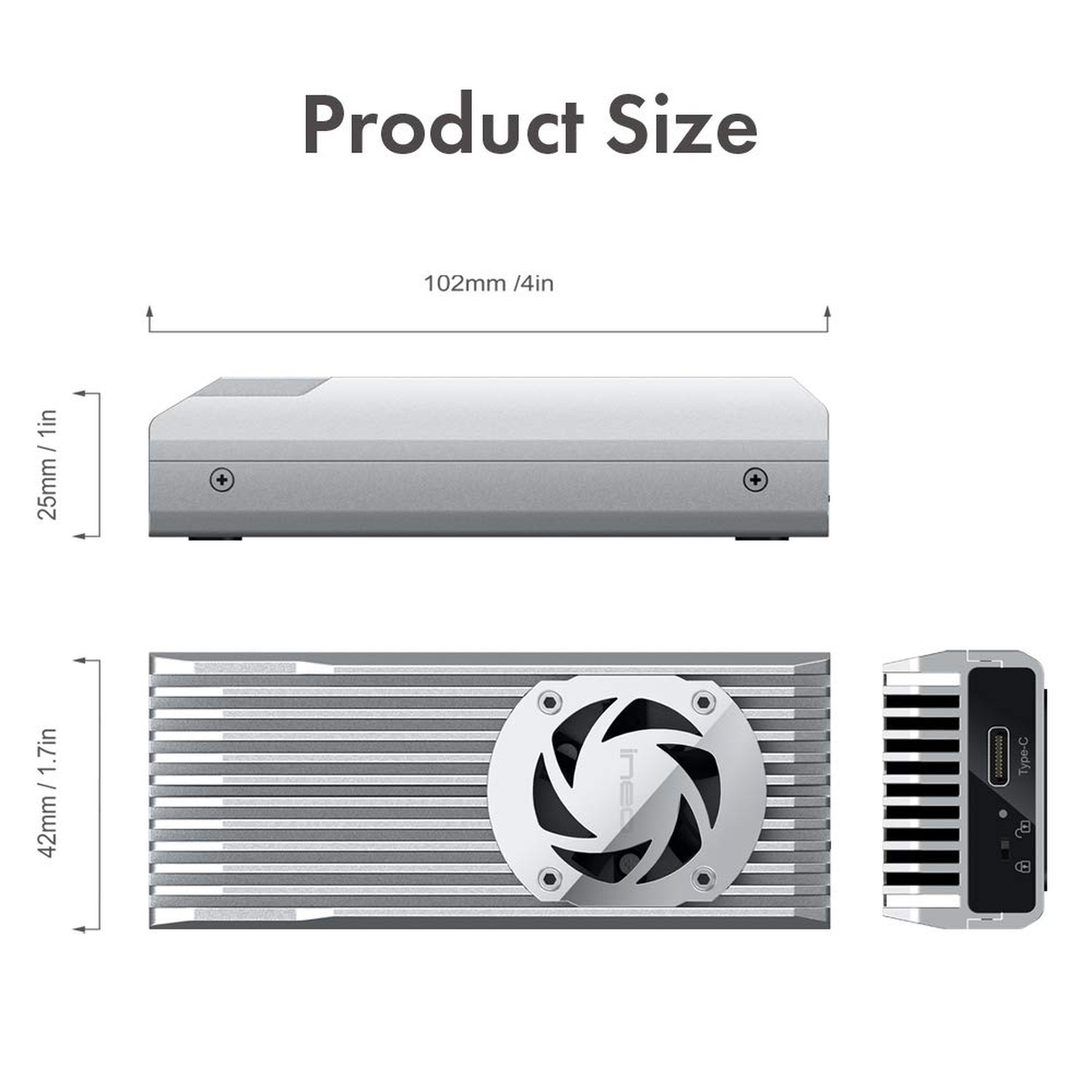 ineo M.2 NVMe 20G USB 3.2 Gen 2×2 Type-C to NVMe PCIe M-Key SSD Enclosure wit…