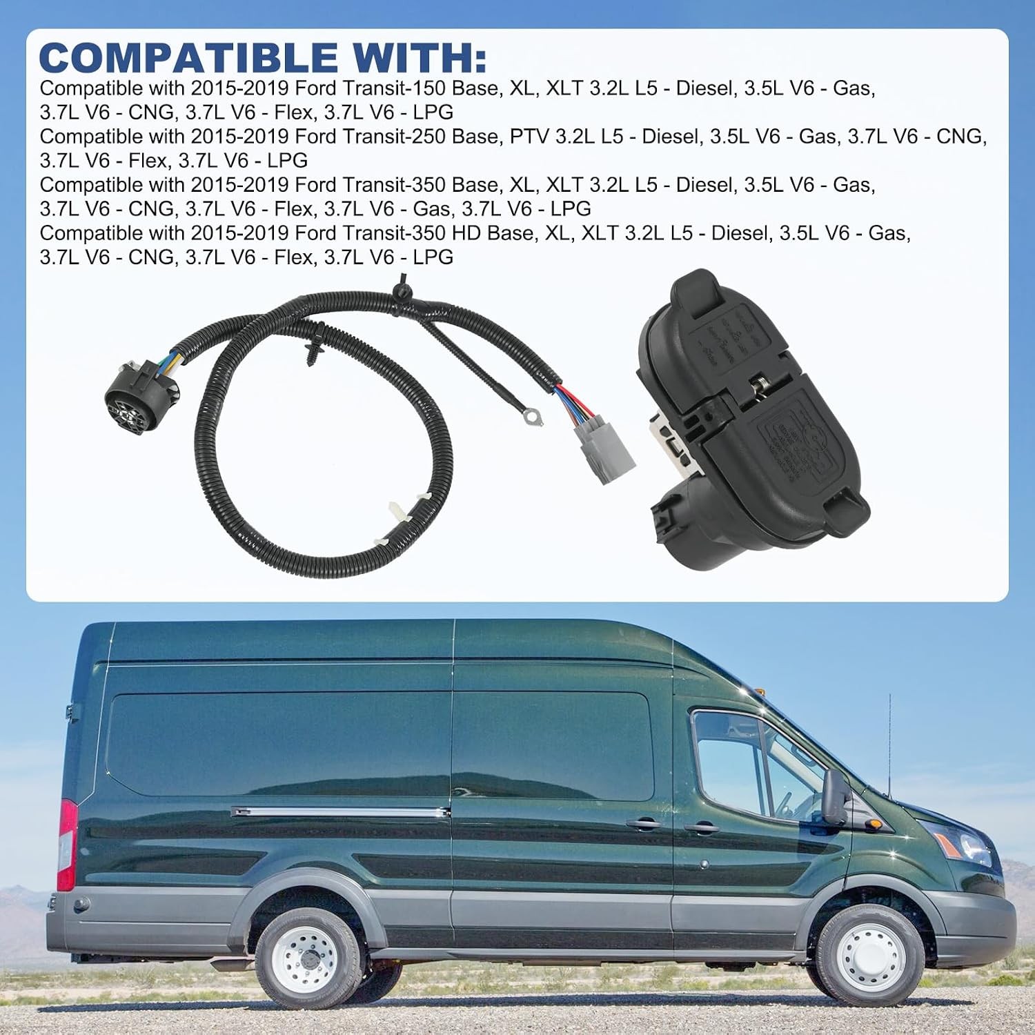CK4T-13B576-KE Trailer Hitch Tow Wiring Connector Harness Kit Compatible with