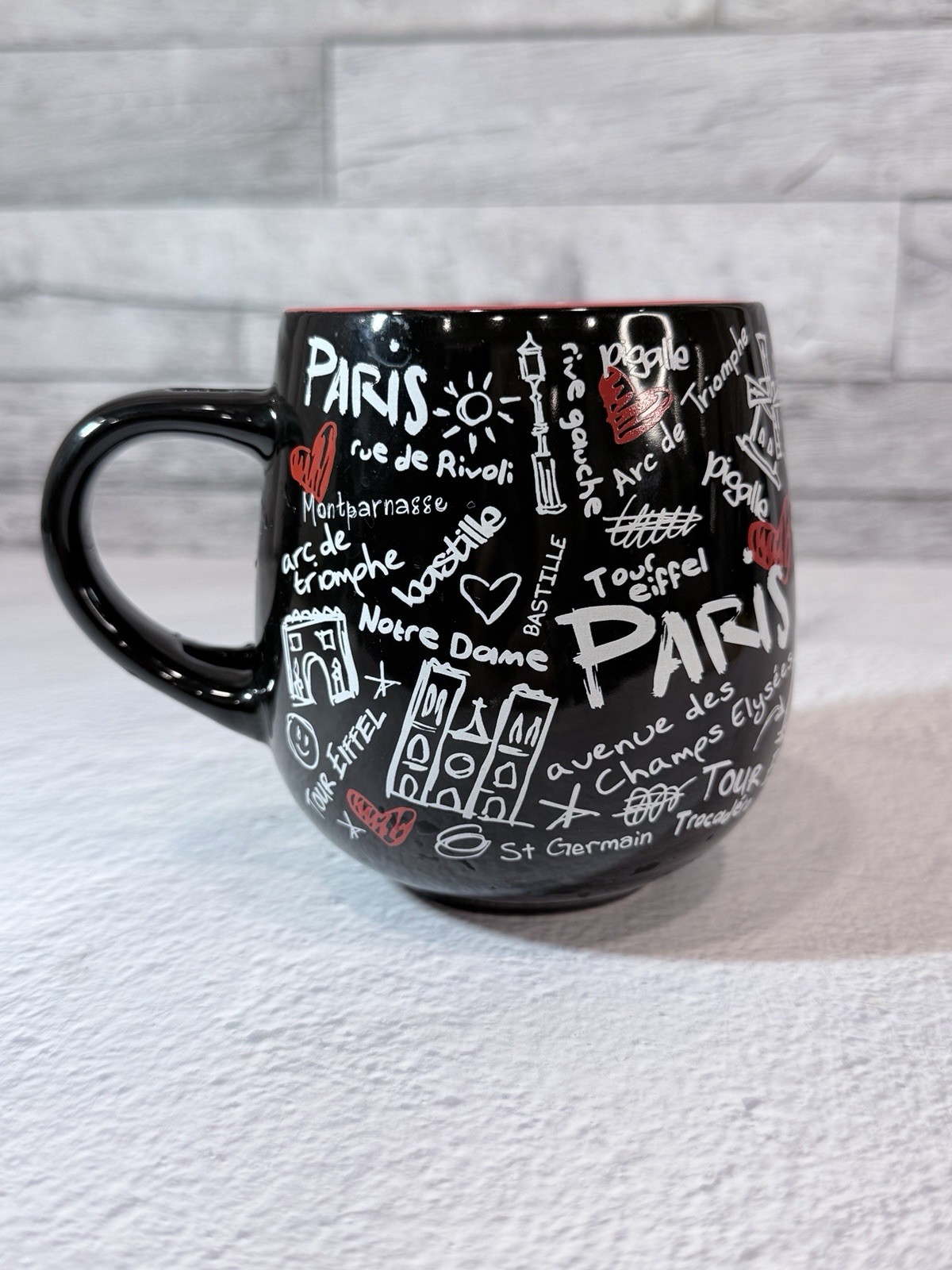Paris France Eiffel Tower Coffee Mug Souvenir Black Red