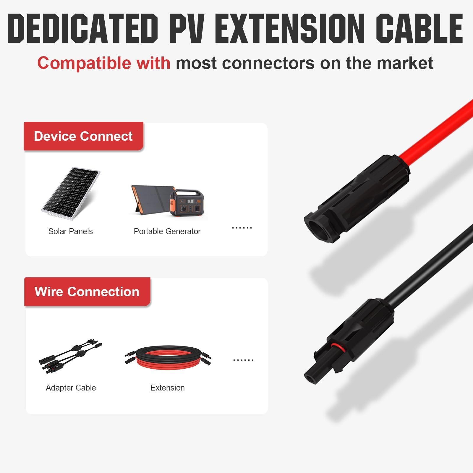 ECO-WORTHY Solar Connectors Y Branch and 20FT 10AWG Solar Extension Cable for…