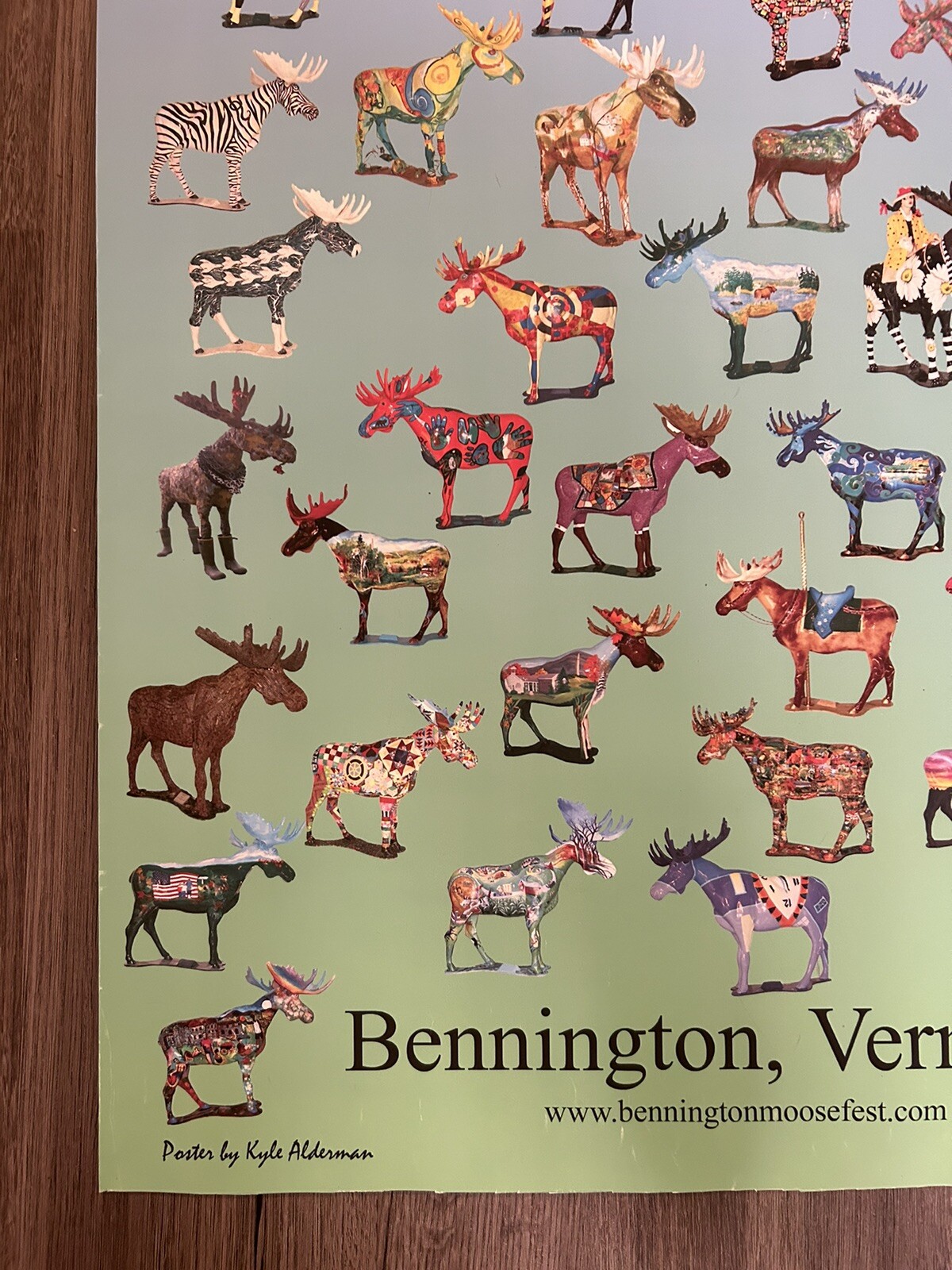 MOOSEFEST Re- Listed Bennington Vermont 2005 T Poster 20x 30 Colorful Moose