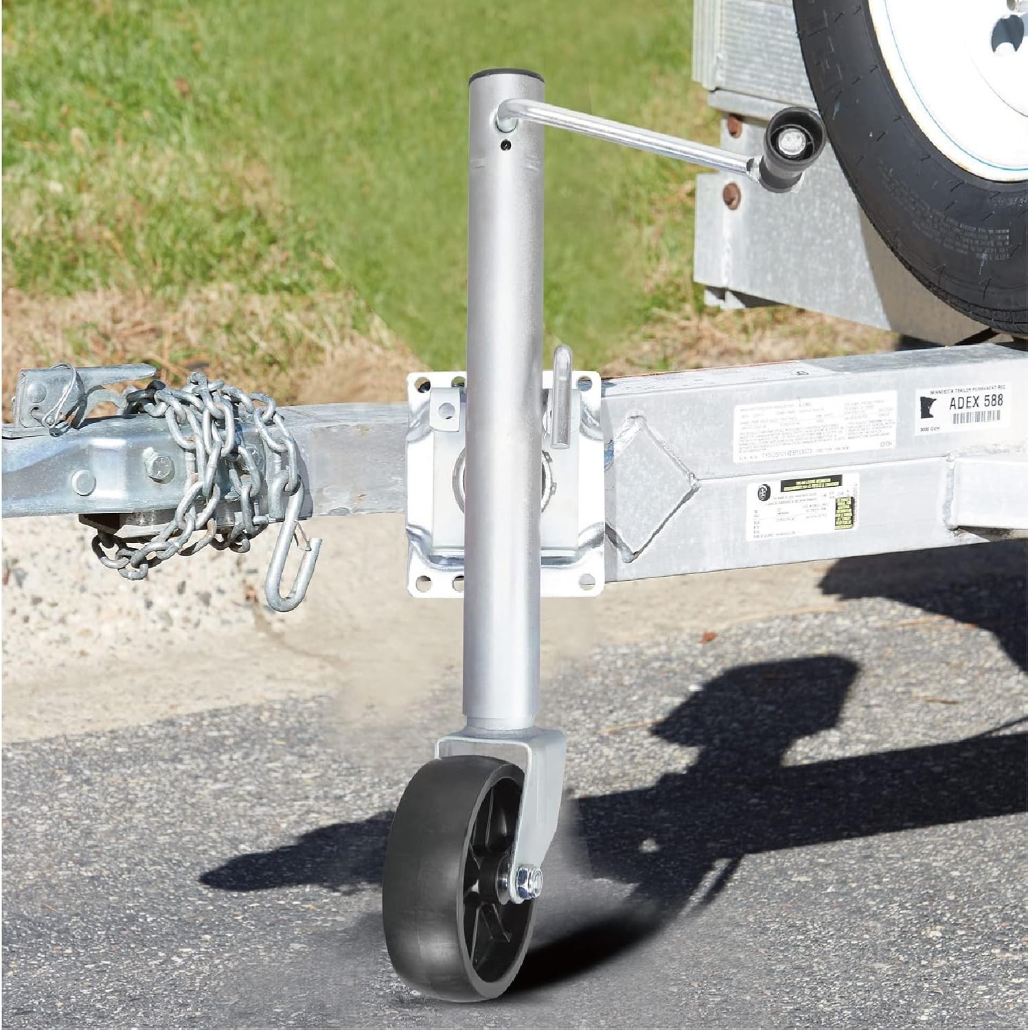 Boat Trailer Jack with 6-Inch Single Wheel,1000 Lbs Capacity Swing-Back Bolt-On