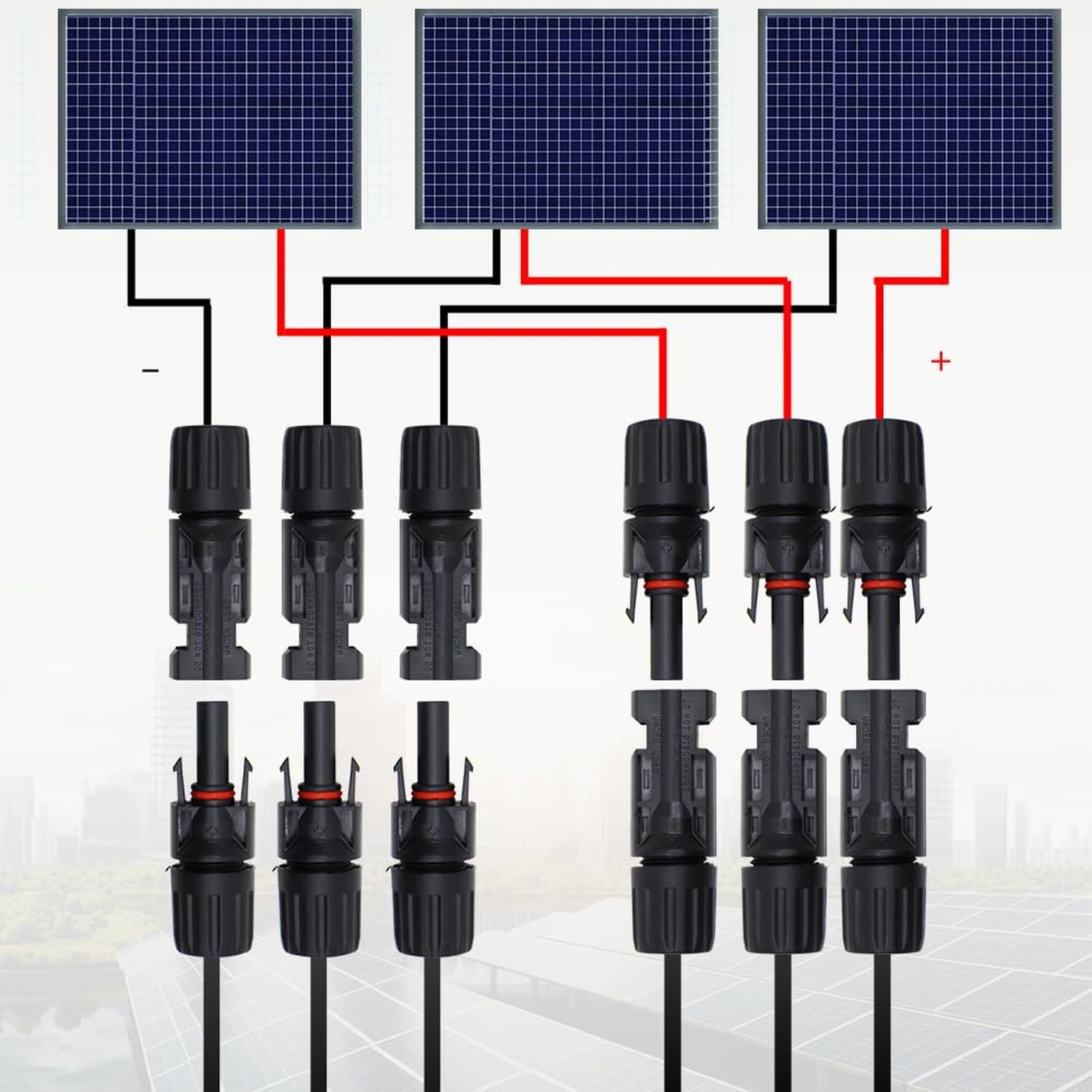 Solar Y Branch Connectors 1000V DC 1 to 3 Solar Panel Parallel Connectors,IP6…