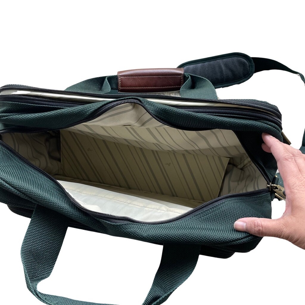 RICARDO BEVERLY HILLS Santa Cruz” green Travel Bag w/ Gold & Bronze accents