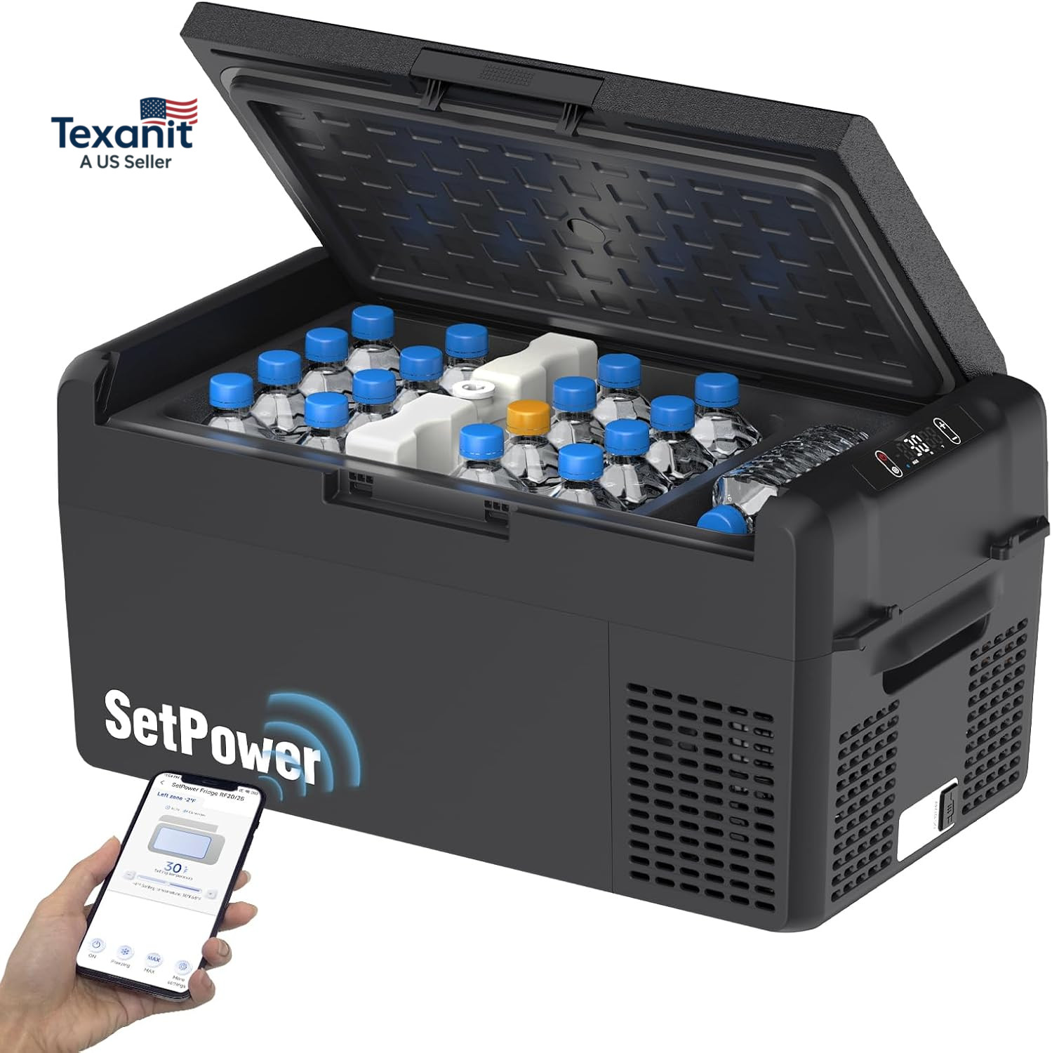 12V Refrigerator 21 Quart Portable Freezer 50 Hours Keep Cool,Electric Cooler fo
