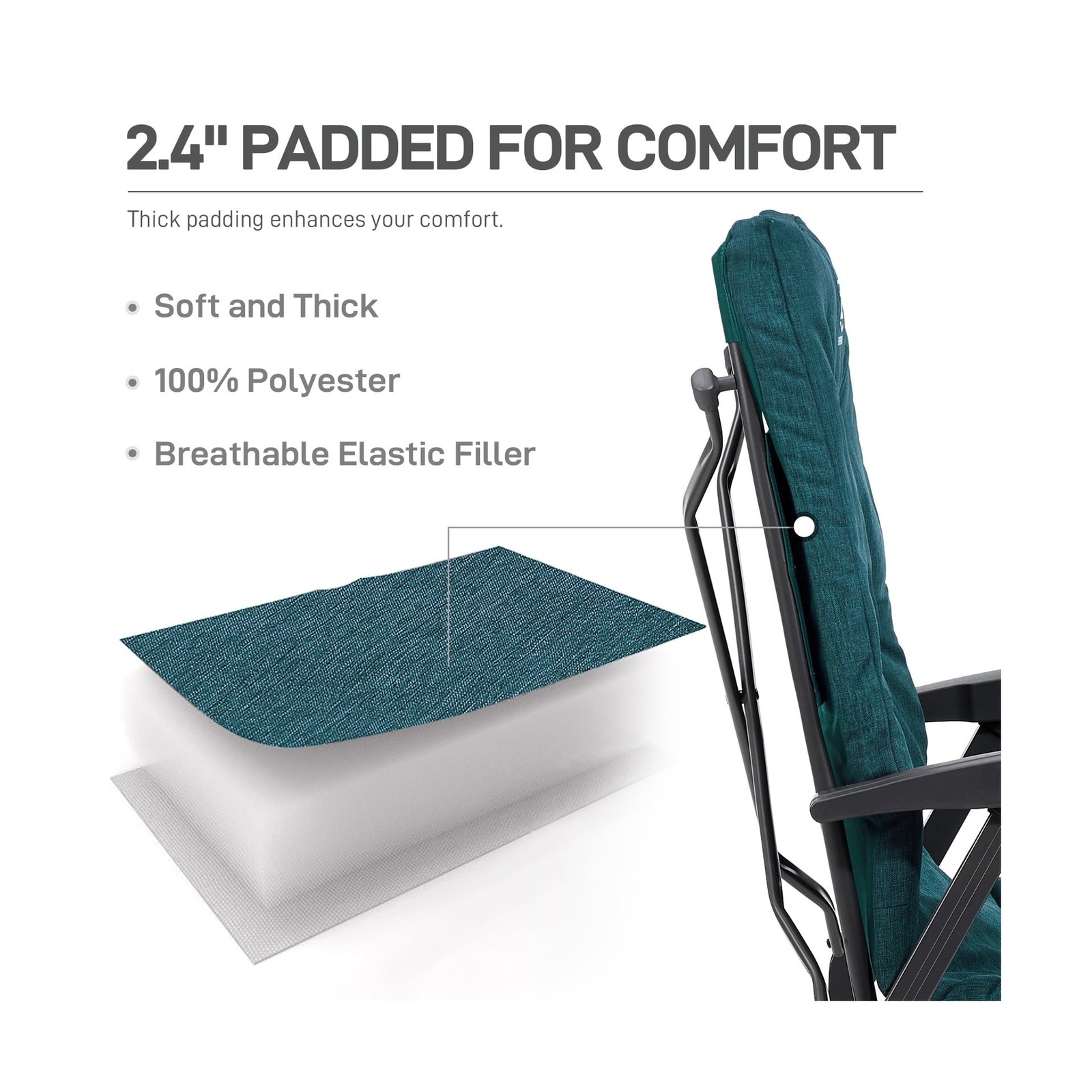 EVER ADVANCED Folding Camping Recliner Chair Fully Padded Portable Adults 1pk
