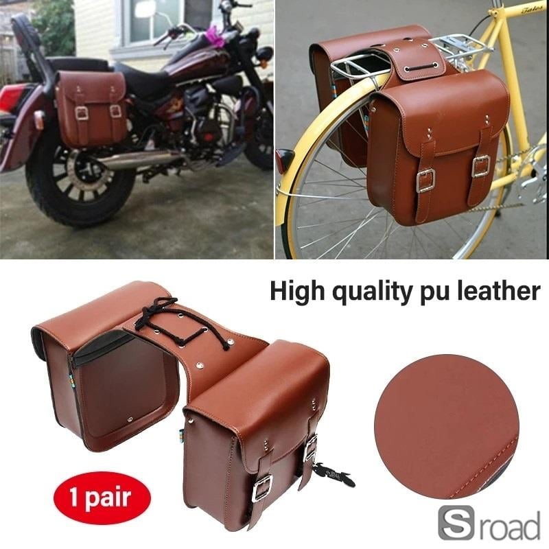 Universal Waterproof Motorcycle Saddlebags PU Leather With Metal Buckles