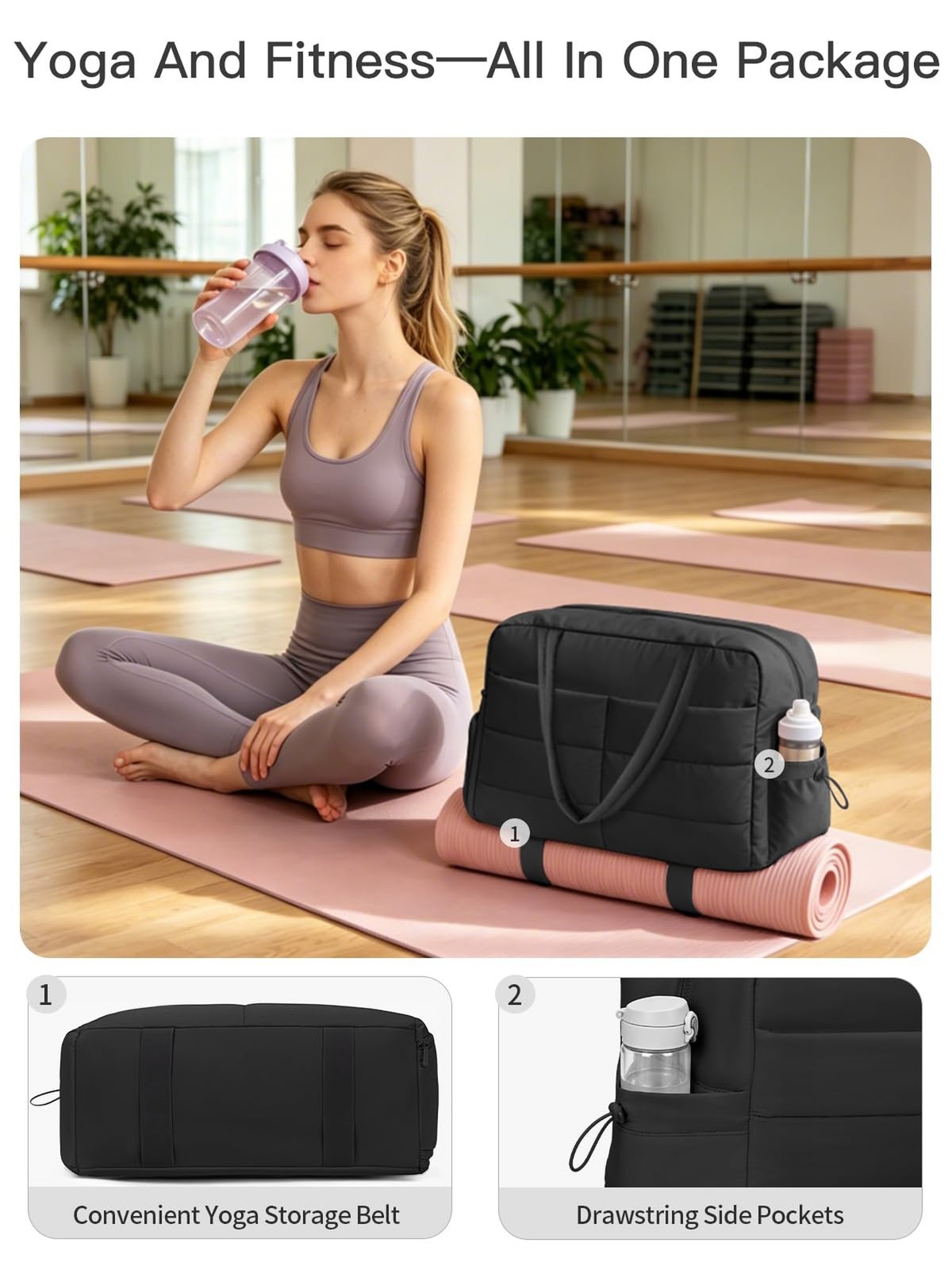 Gitus Carry On Duffle Gym Bag for Women Puffer Weekender Overnight Duffel Bag…